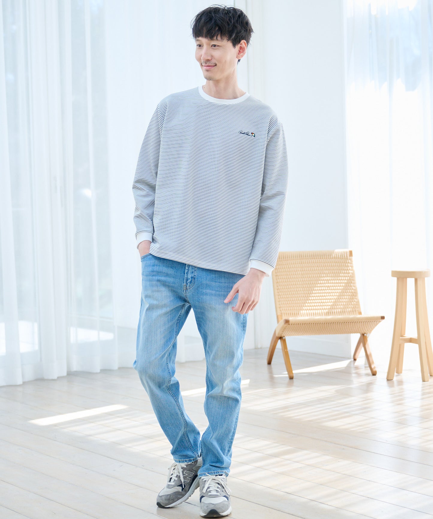 ドライリップル ボーダー ロングスリーブTシャツ