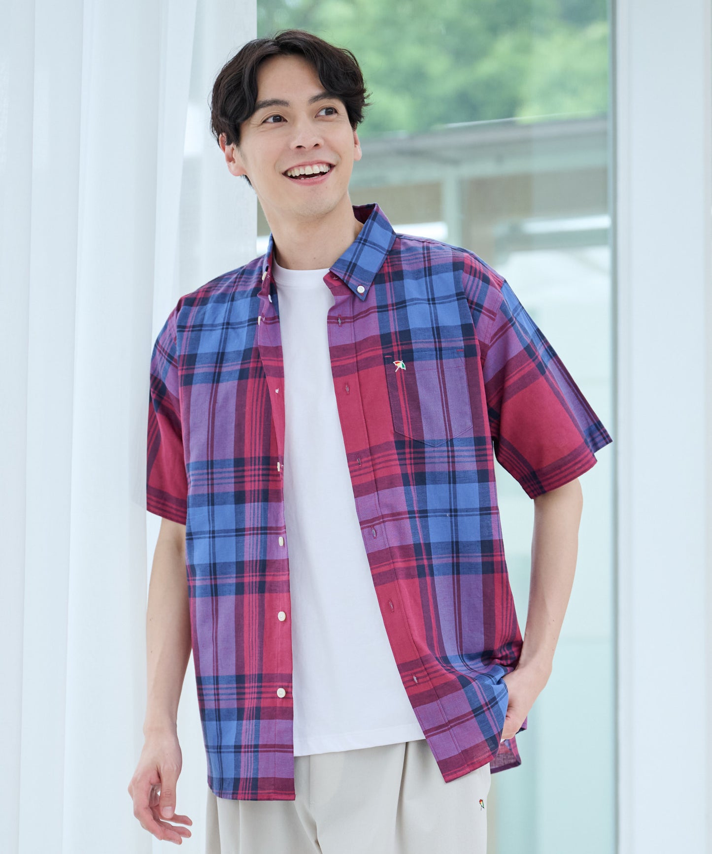 【TIME SALE】マドラスチェック 半袖シャツ