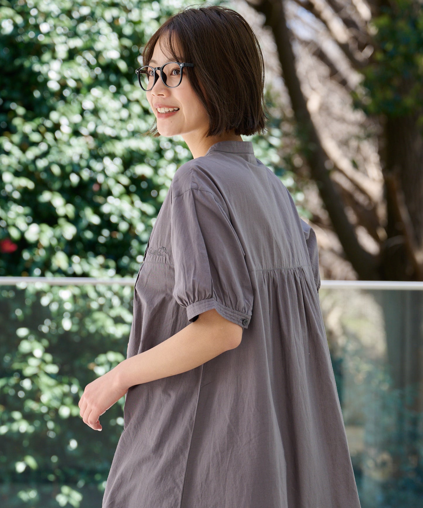 インド綿 裾スカラップ刺繍ワンピース