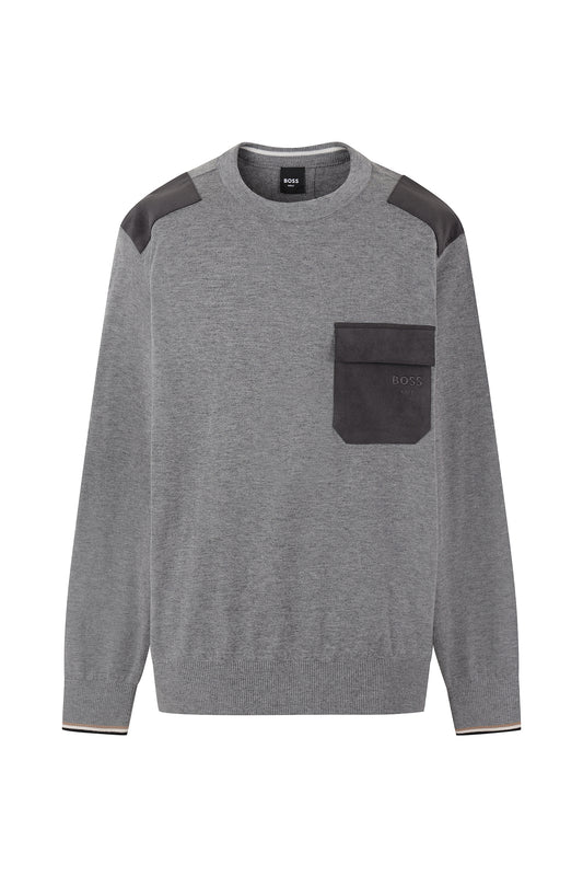 BOSS GOLF　 Suede Patch SW | スエード調 パッチ セーター