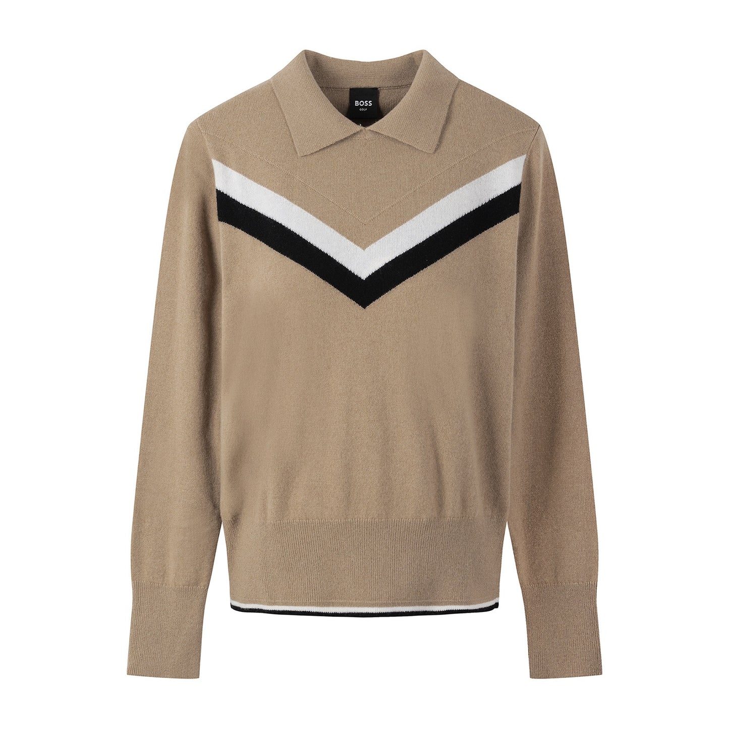 FA W Cashmere Chevron Polo SW | カシミヤ シェブロン ポロセーター