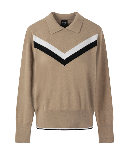 FA W Cashmere Chevron Polo SW | カシミヤ シェブロン ポロセーター