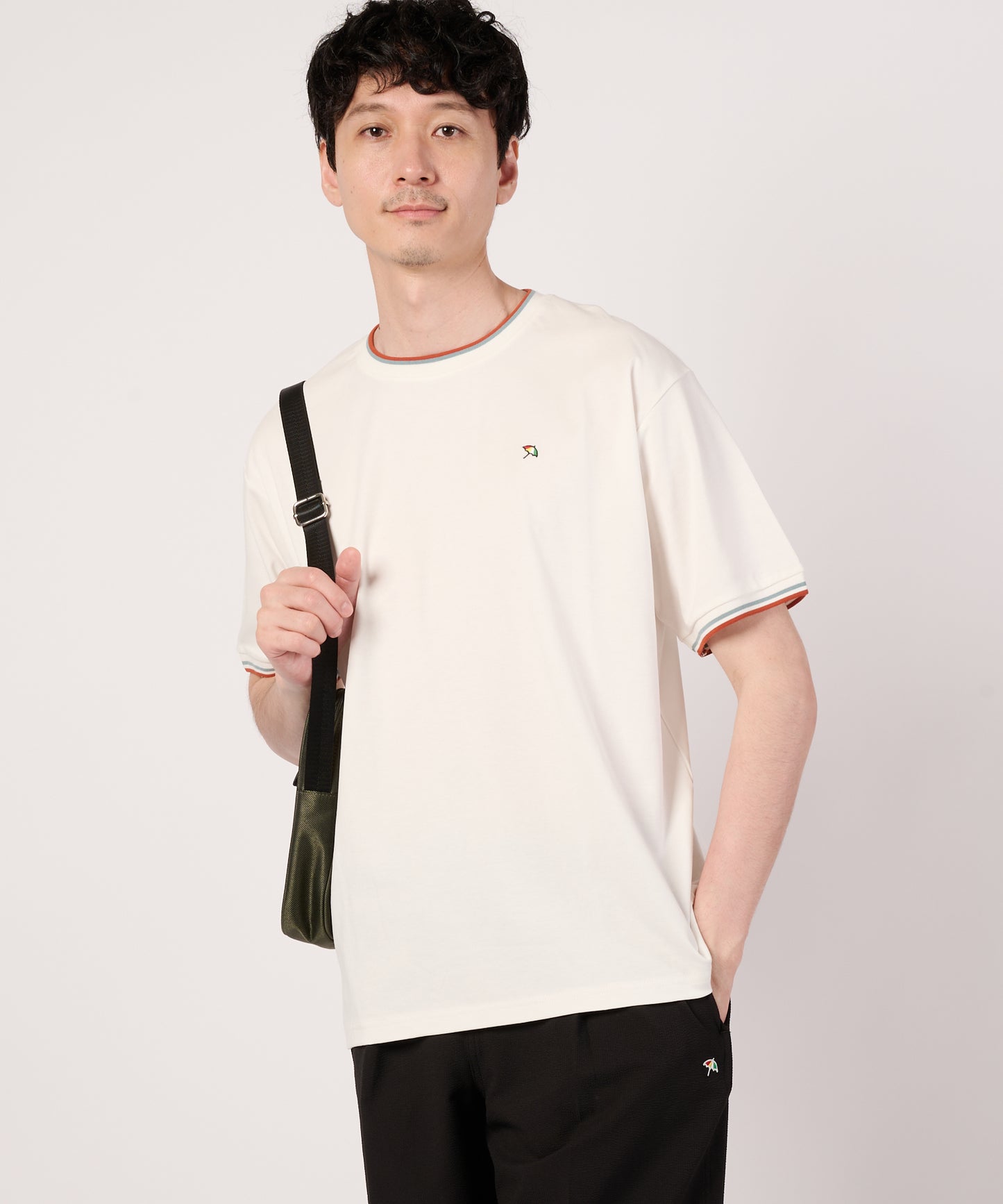 【接触冷感/UVカット】スムース　シェア　リブラインTシャツ