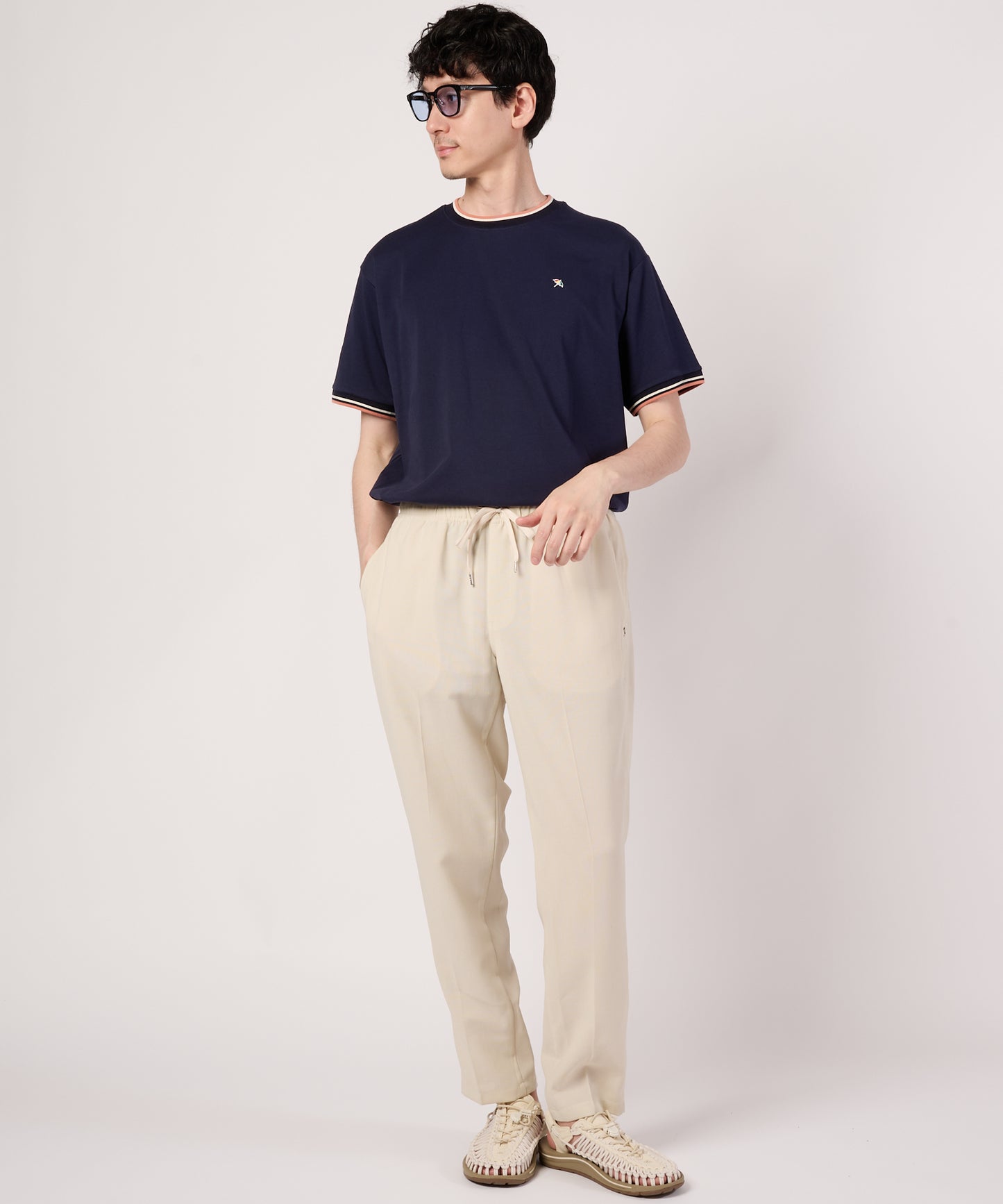 【接触冷感/UVカット】スムース　シェア　リブラインTシャツ