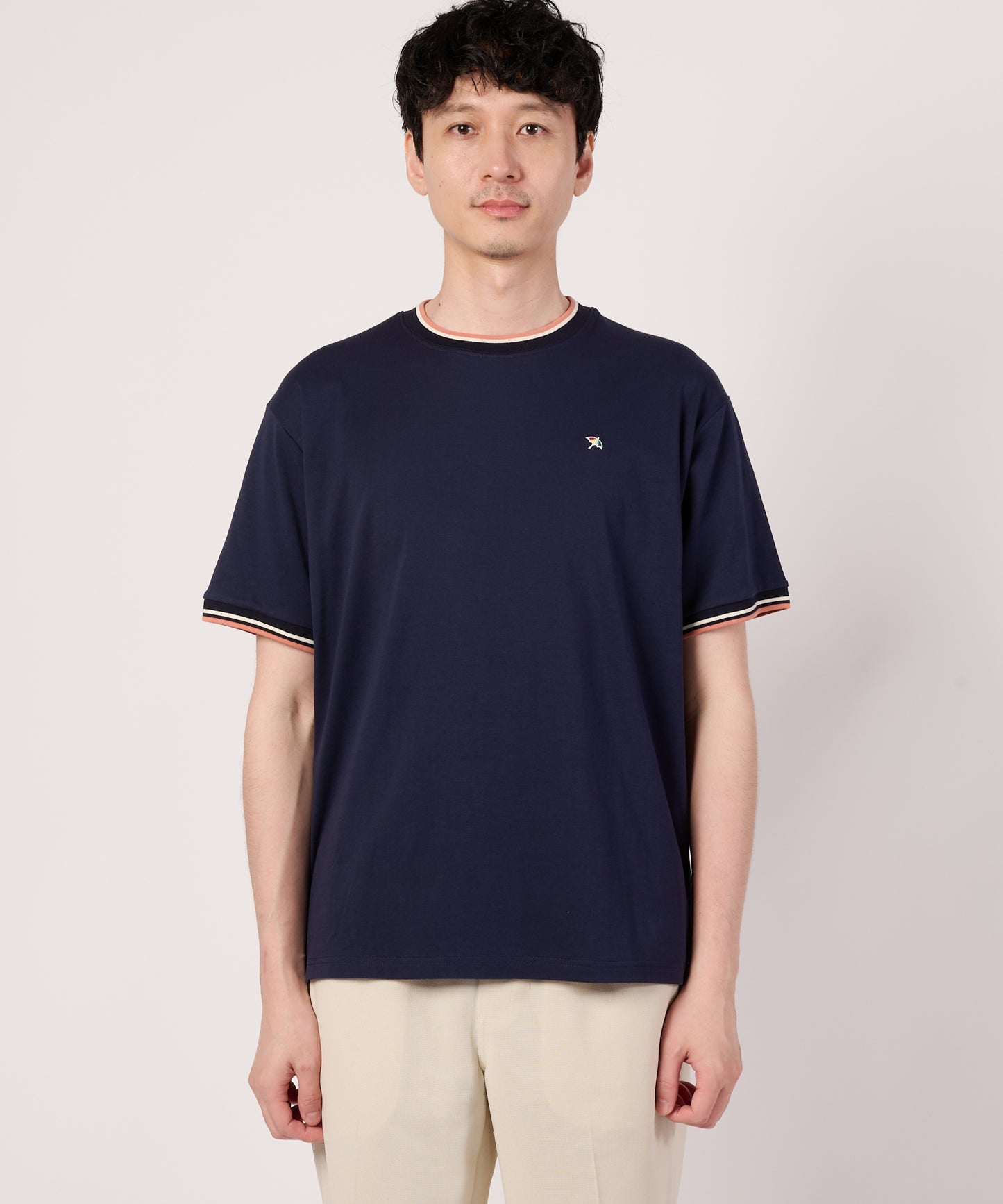 【接触冷感/UVカット】スムース　シェア　リブラインTシャツ