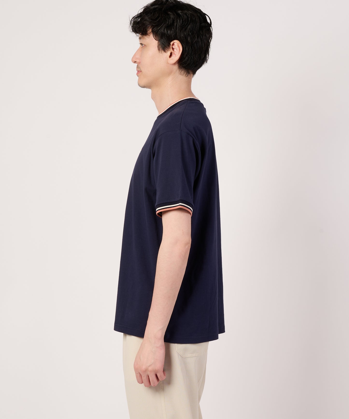 【接触冷感/UVカット】スムース　シェア　リブラインTシャツ