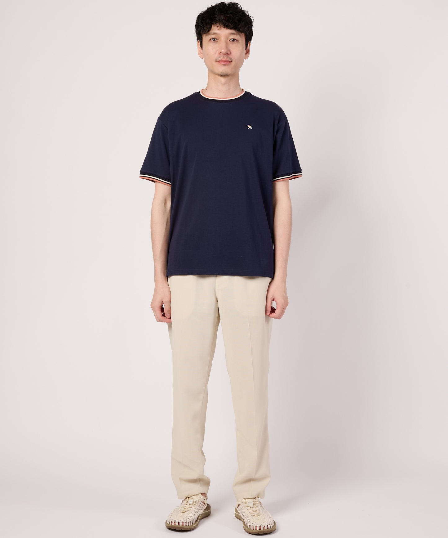 【接触冷感/UVカット】スムース　シェア　リブラインTシャツ