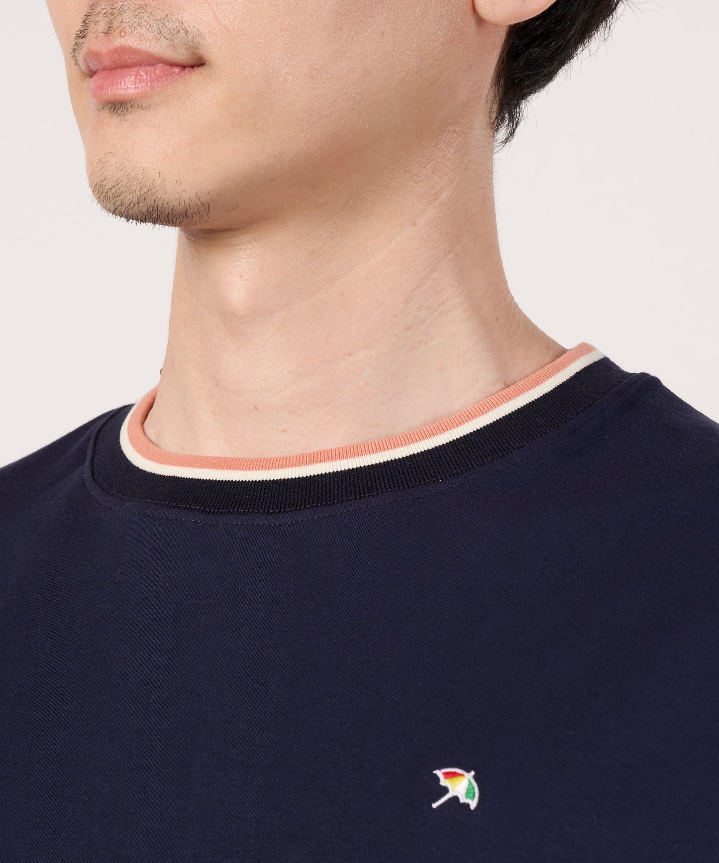 【接触冷感/UVカット】スムース　シェア　リブラインTシャツ
