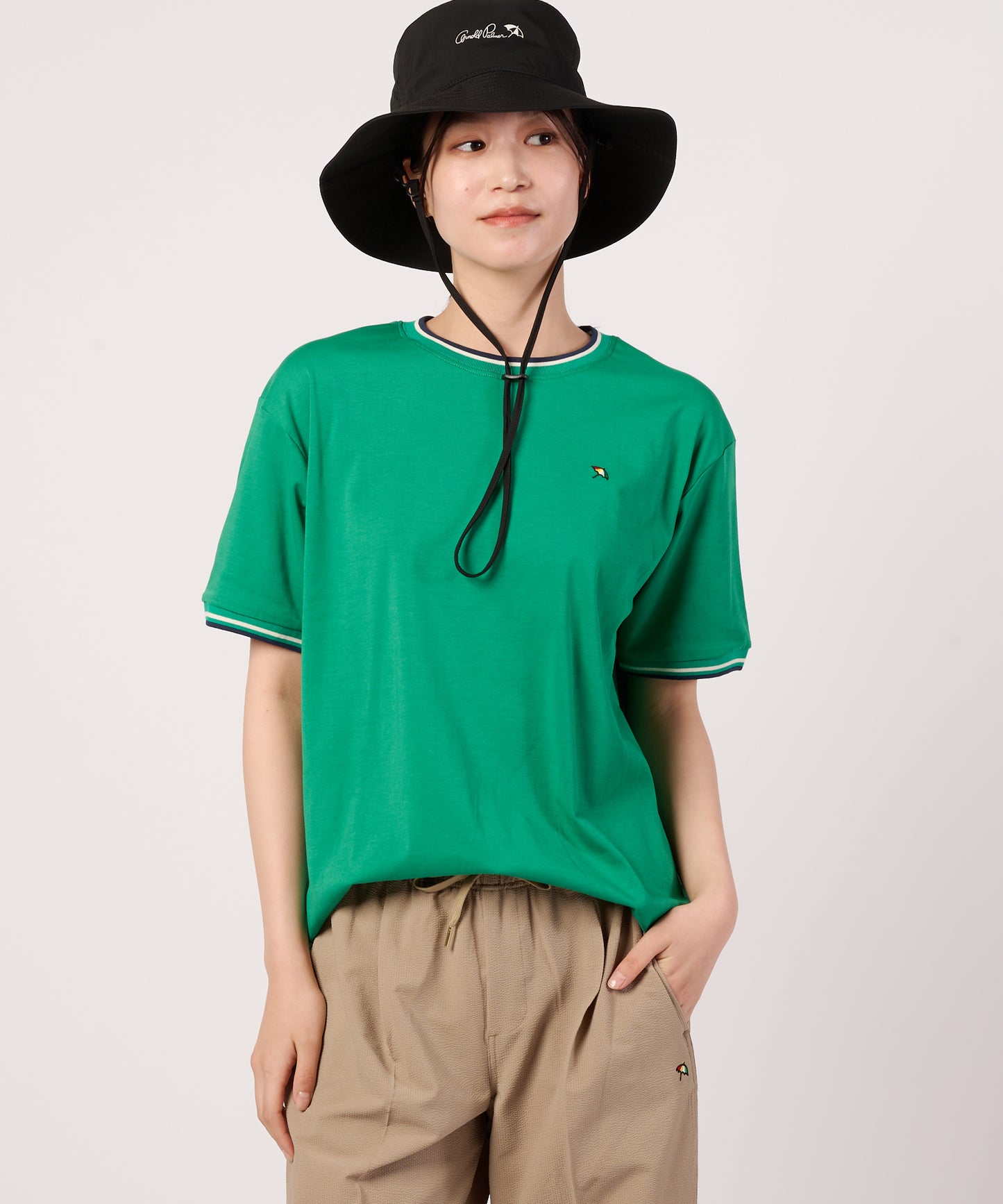 【接触冷感/UVカット】スムース　シェア　リブラインTシャツ