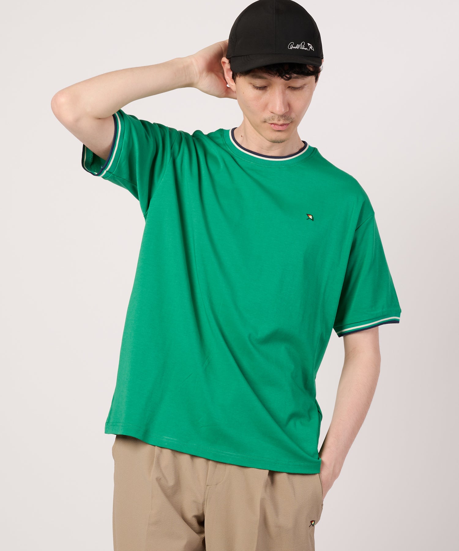 接触冷感/UVカット】スムース シェア リブラインTシャツ（Tシャツ