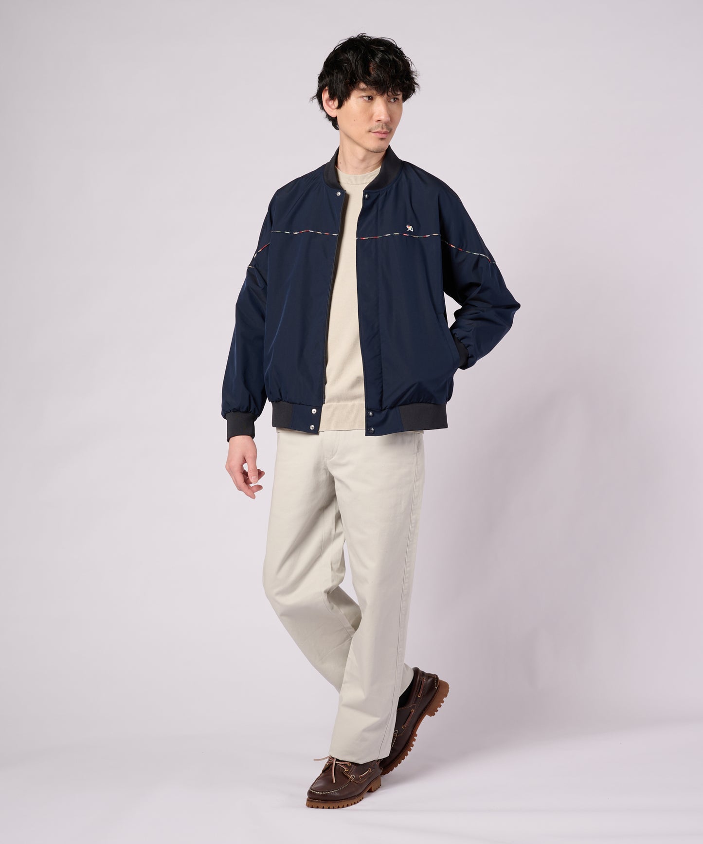 花粉ガード パーマーチェックライン シェア ショートブルゾン