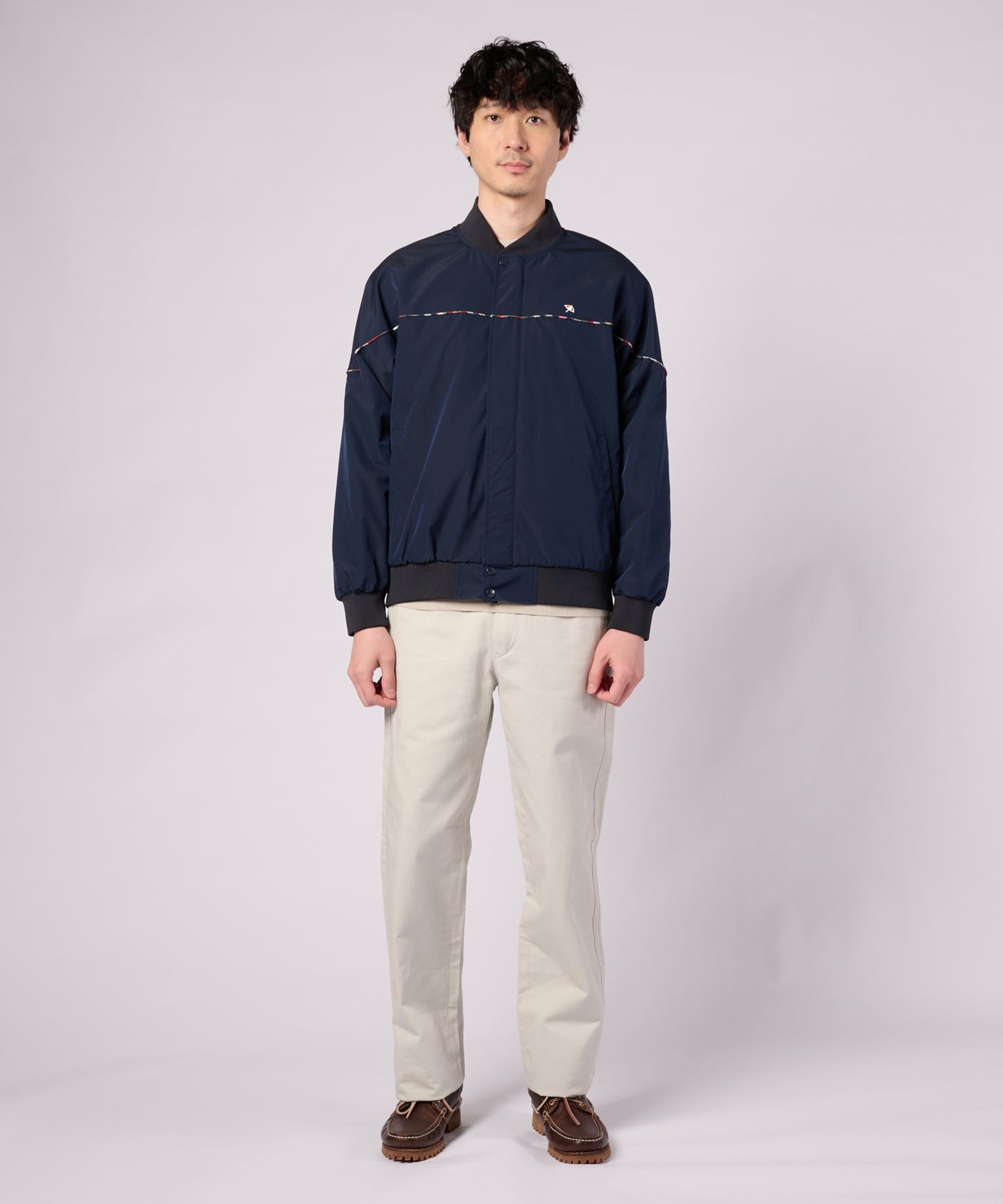 花粉ガード パーマーチェックライン シェア ショートブルゾン