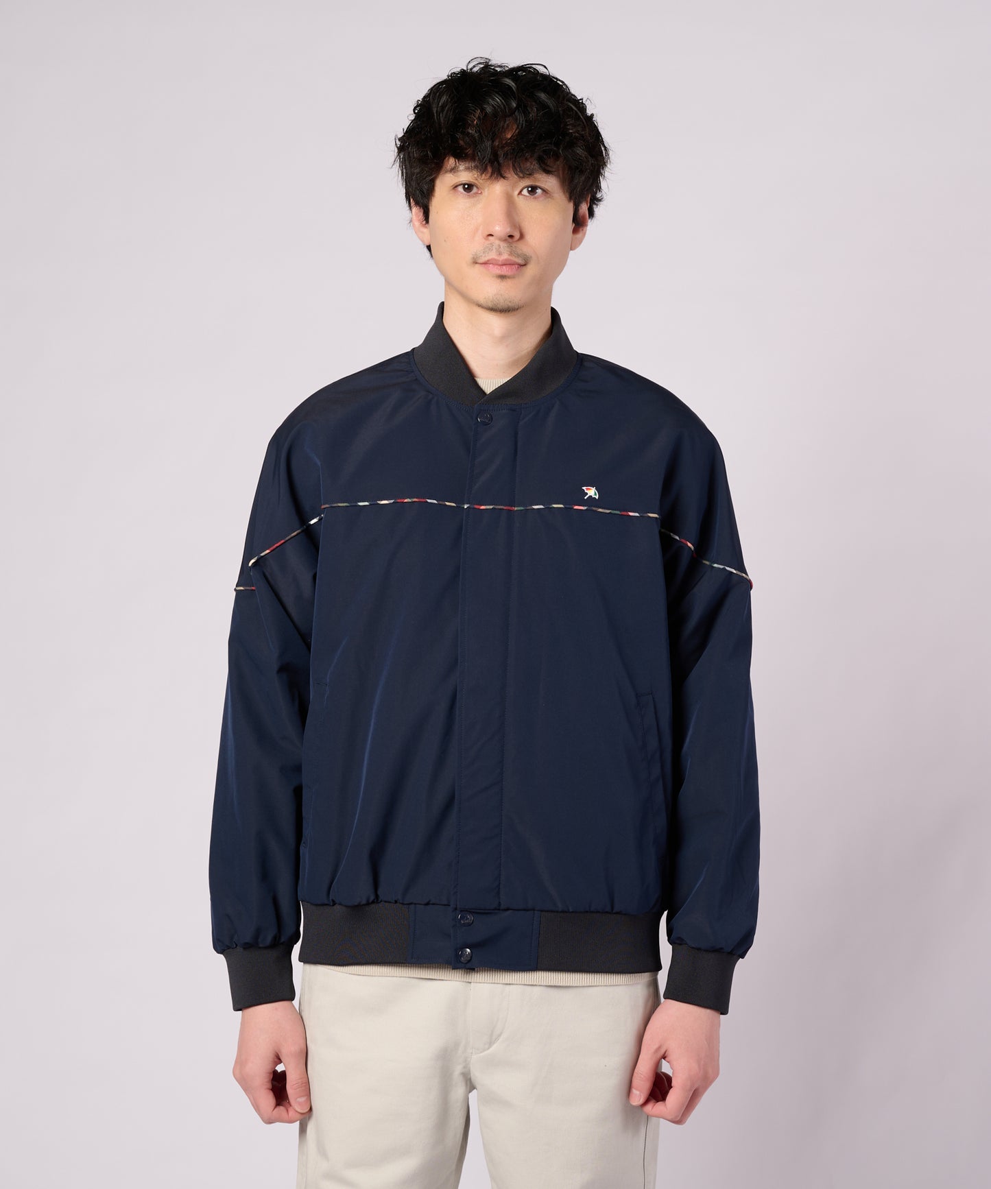 花粉ガード パーマーチェックライン シェア ショートブルゾン