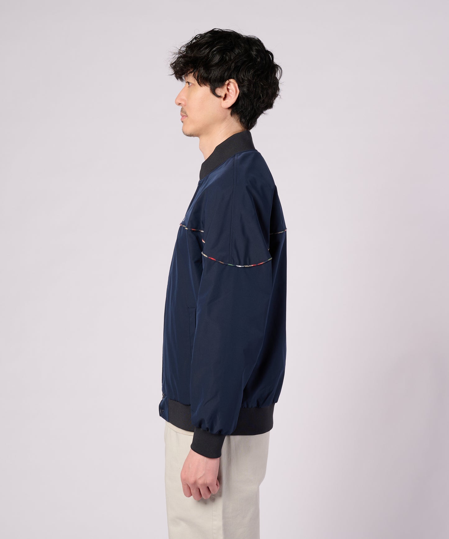 花粉ガード パーマーチェックライン シェア ショートブルゾン