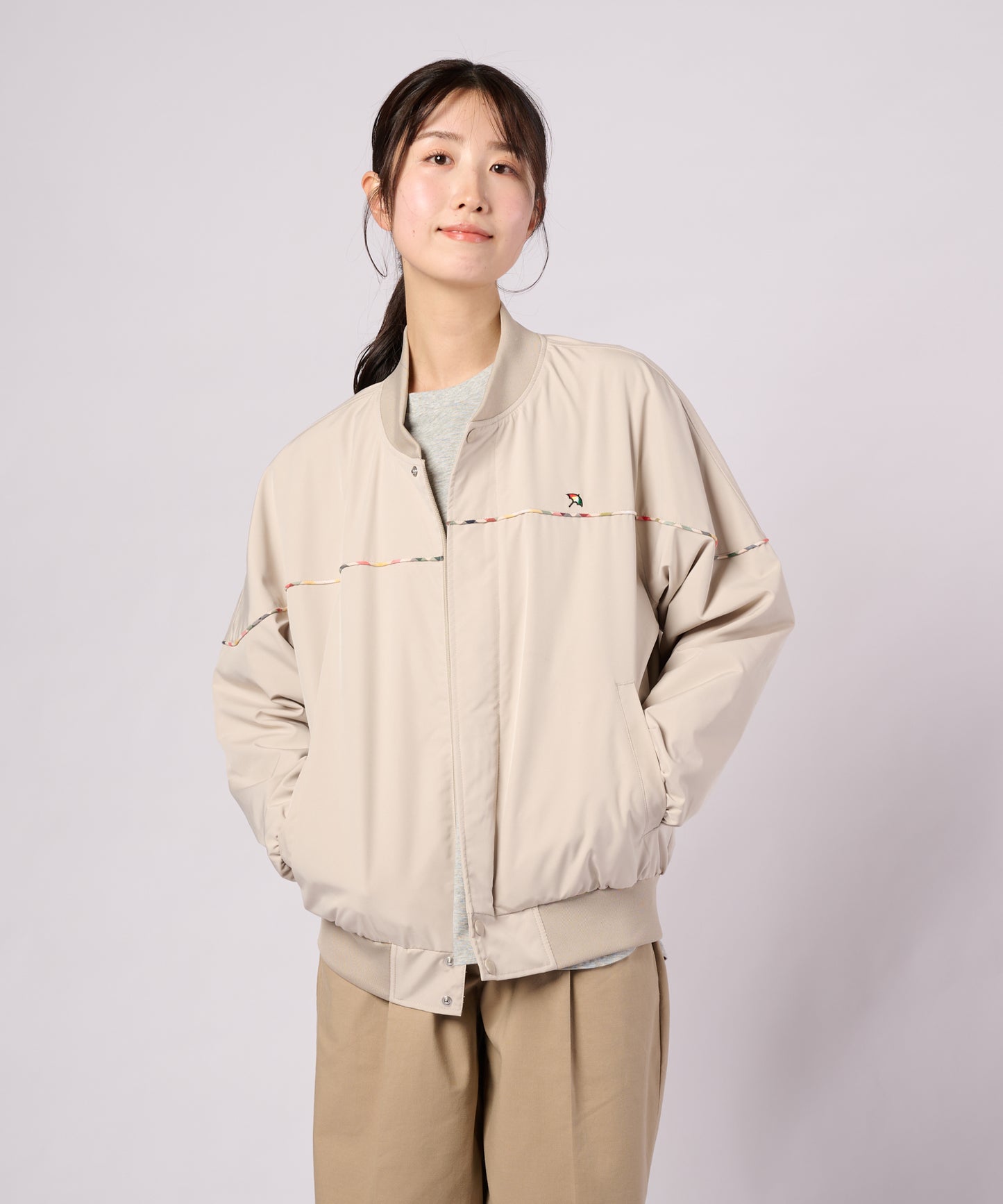 花粉ガード パーマーチェックライン シェア ショートブルゾン