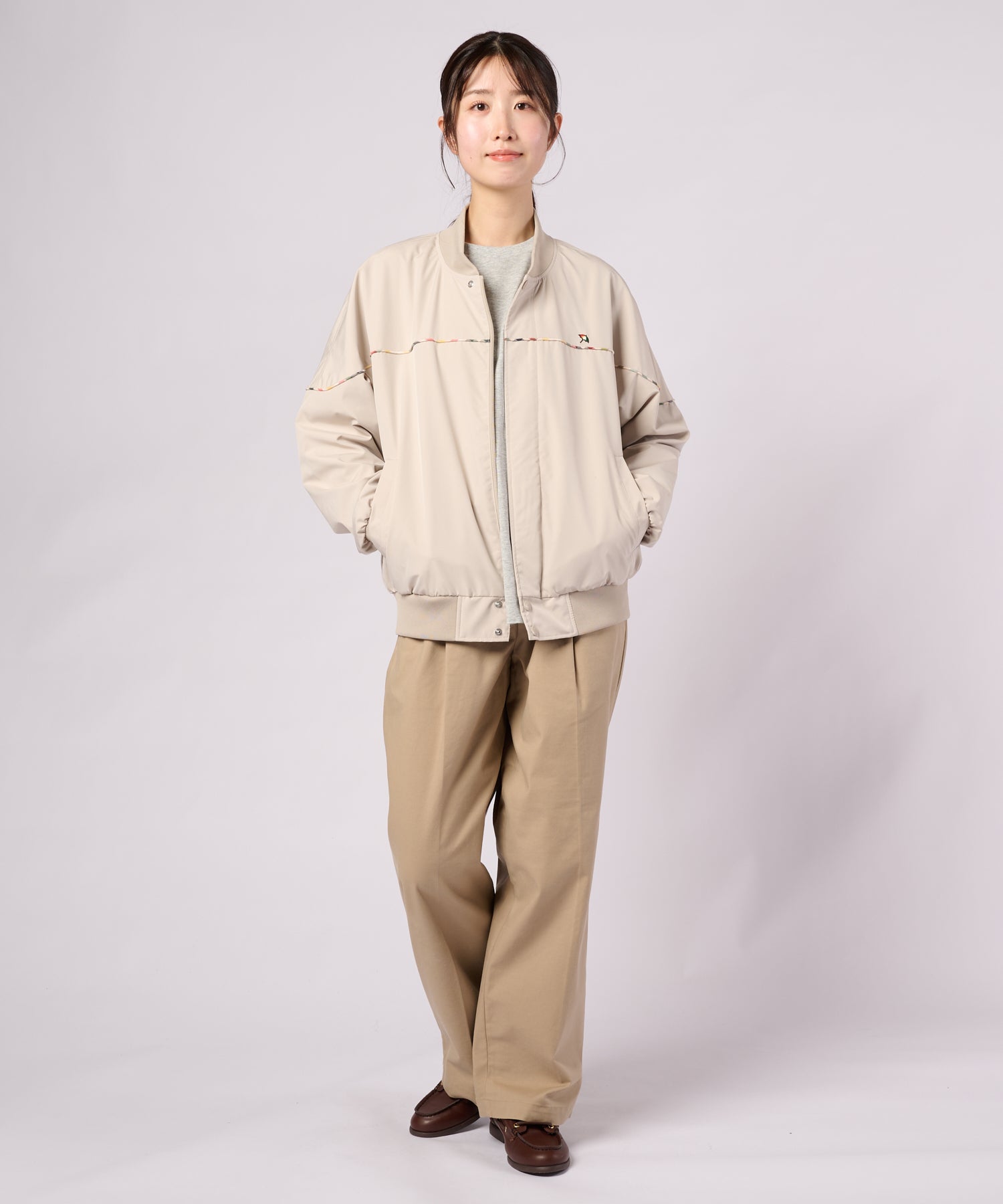 花粉ガード パーマーチェックライン シェア ショートブルゾン