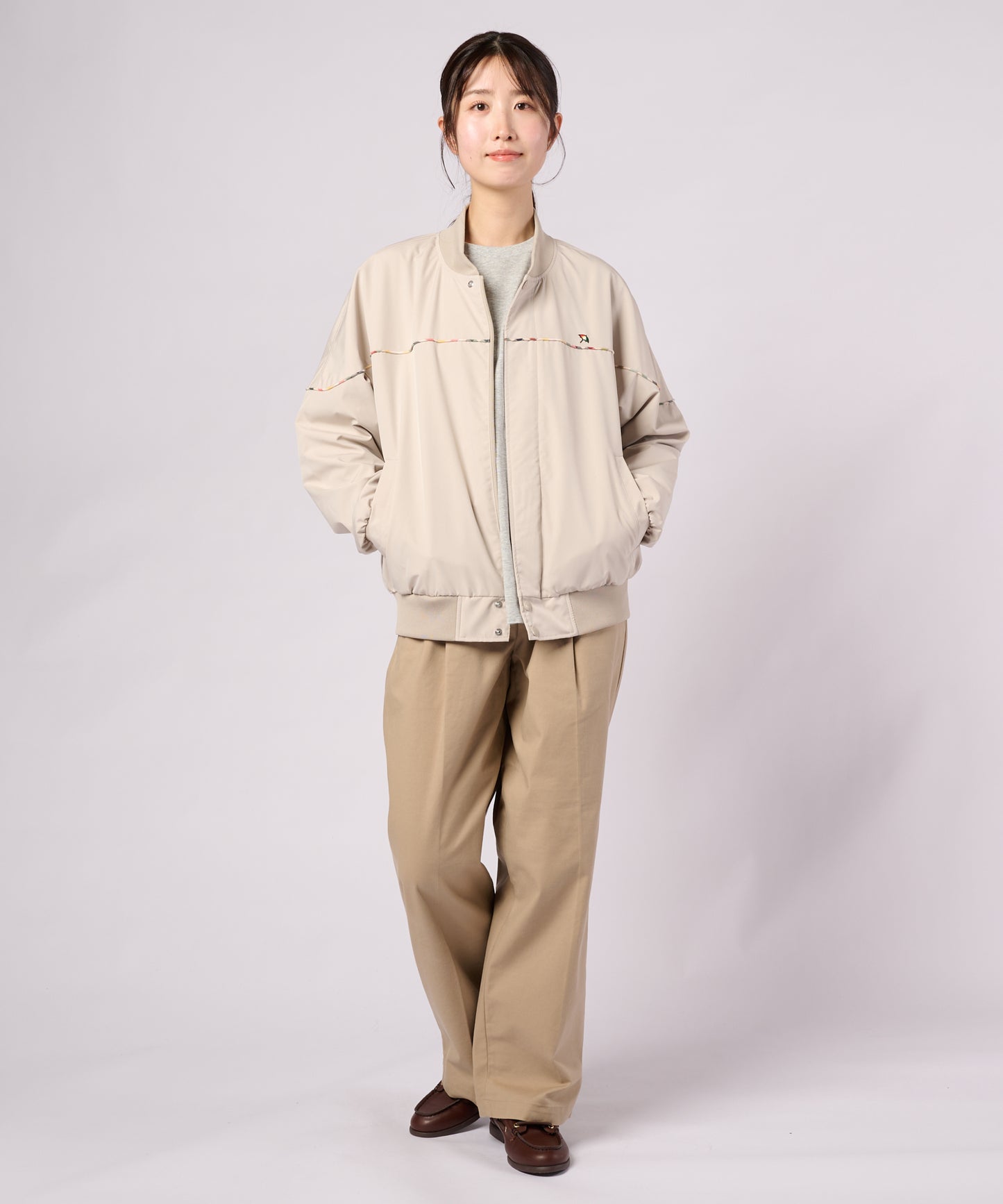 花粉ガード パーマーチェックライン シェア ショートブルゾン