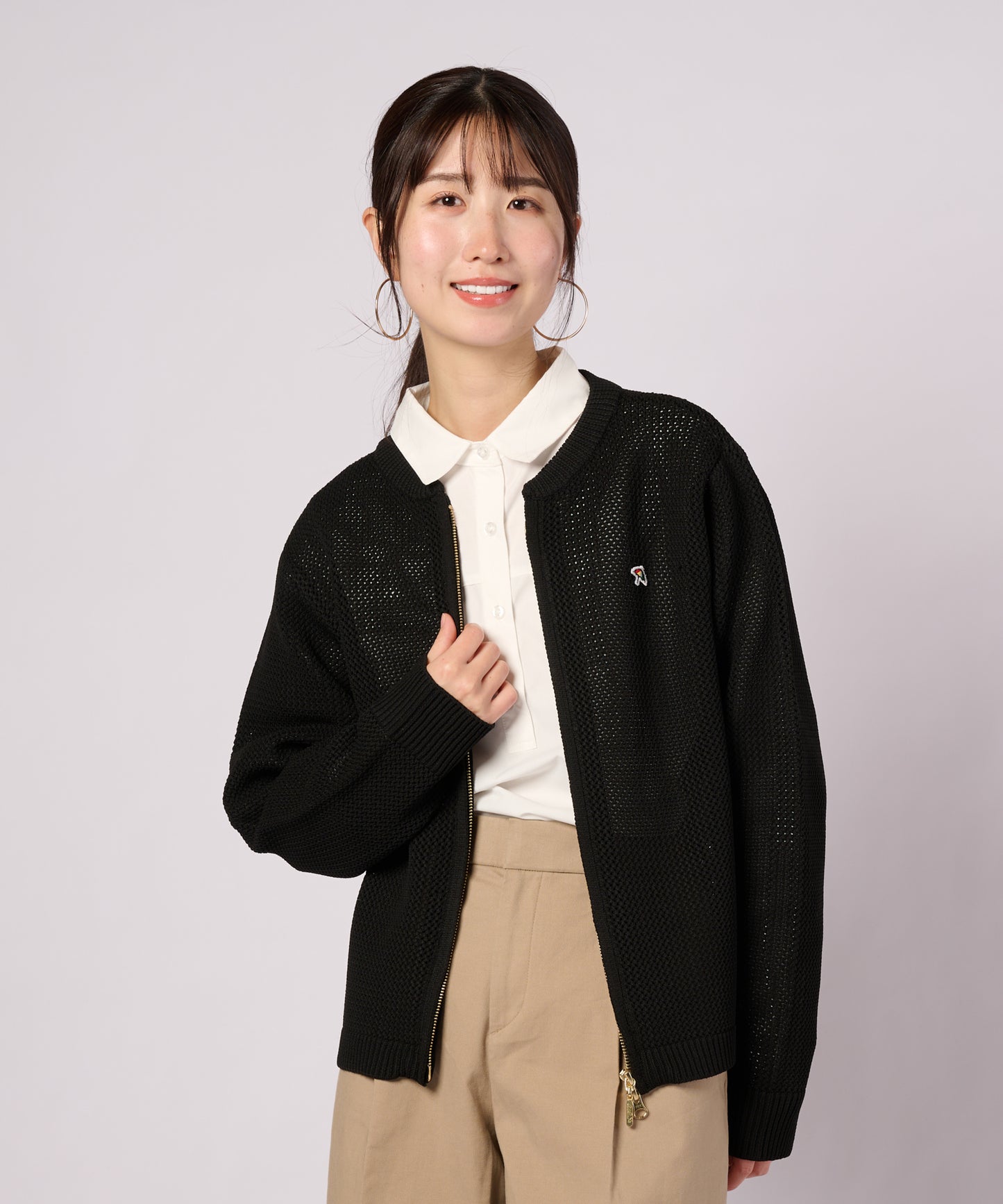 【ポイントUP対象】ZIPUP ニットカーディガン