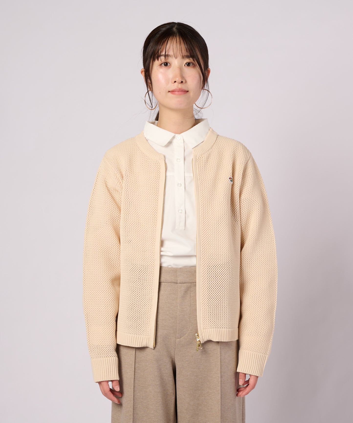 【ポイントUP対象】ZIPUP ニットカーディガン