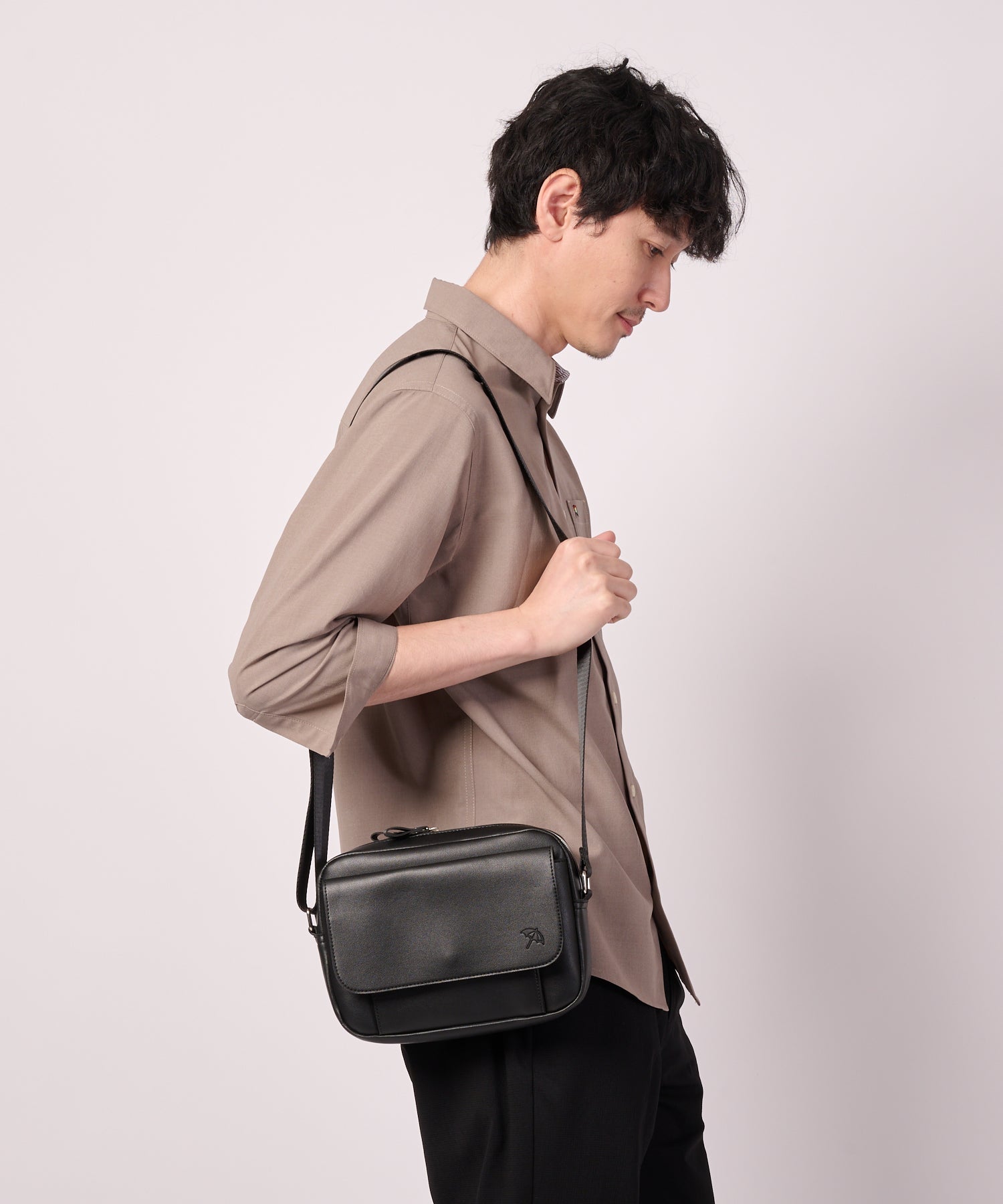 フェイクレザー フラップ ショルダーバッグ（ショルダーバッグ/メンズ