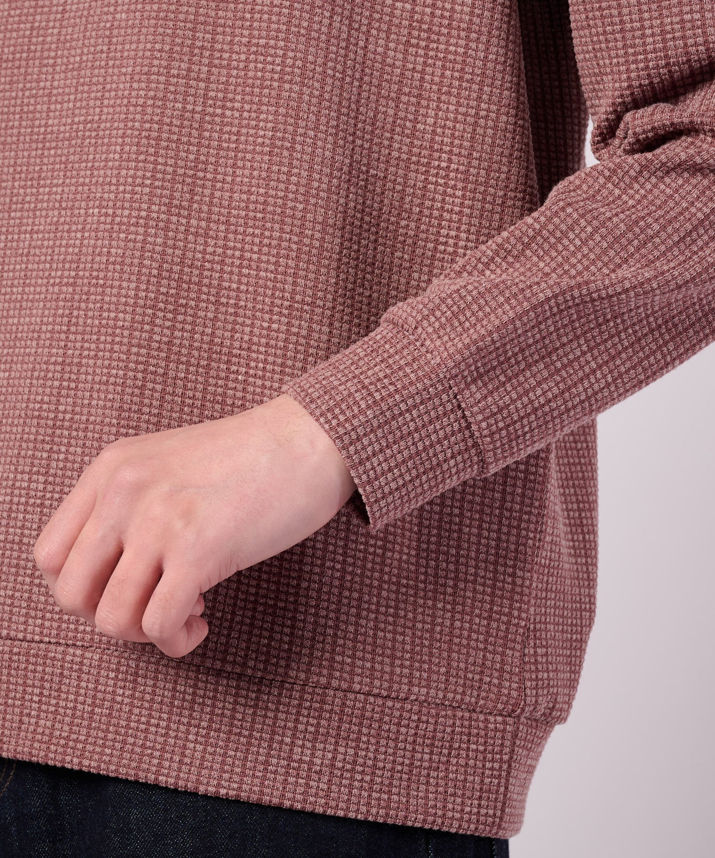 ジャガードワッフル シェア フェイクレイヤード プルオーバー