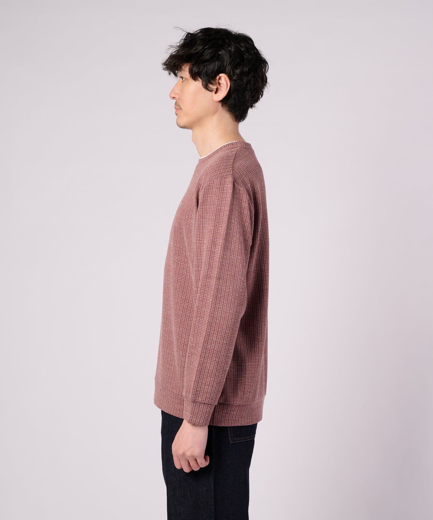 ジャガードワッフル シェア フェイクレイヤード プルオーバー