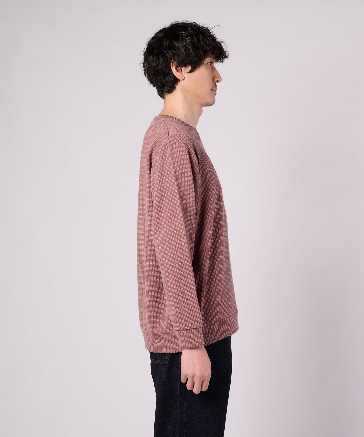 ジャガードワッフル シェア フェイクレイヤード プルオーバー