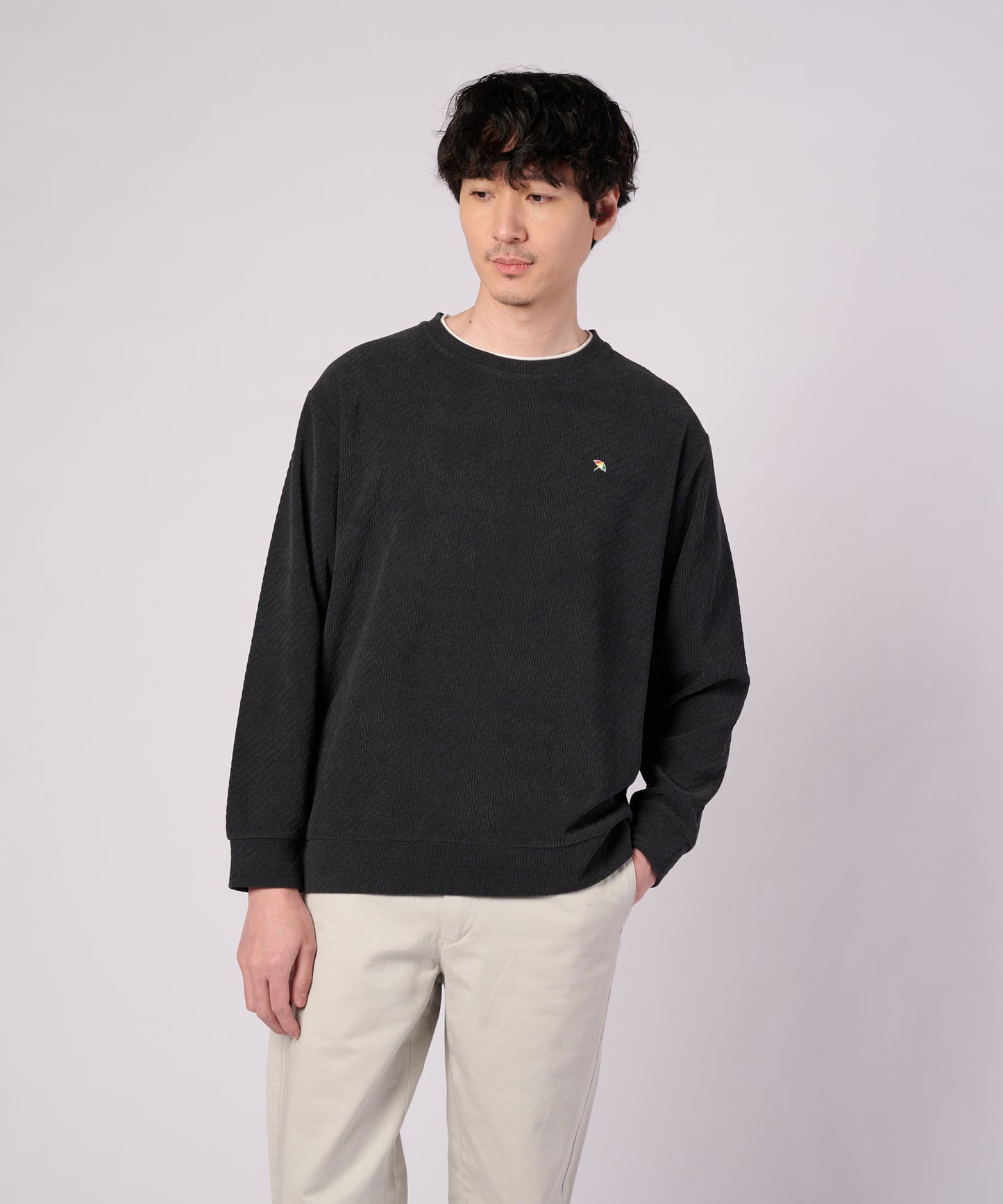 【ポイントUP対象】モールジャガード シェア フェイクレイヤード プルオーバー