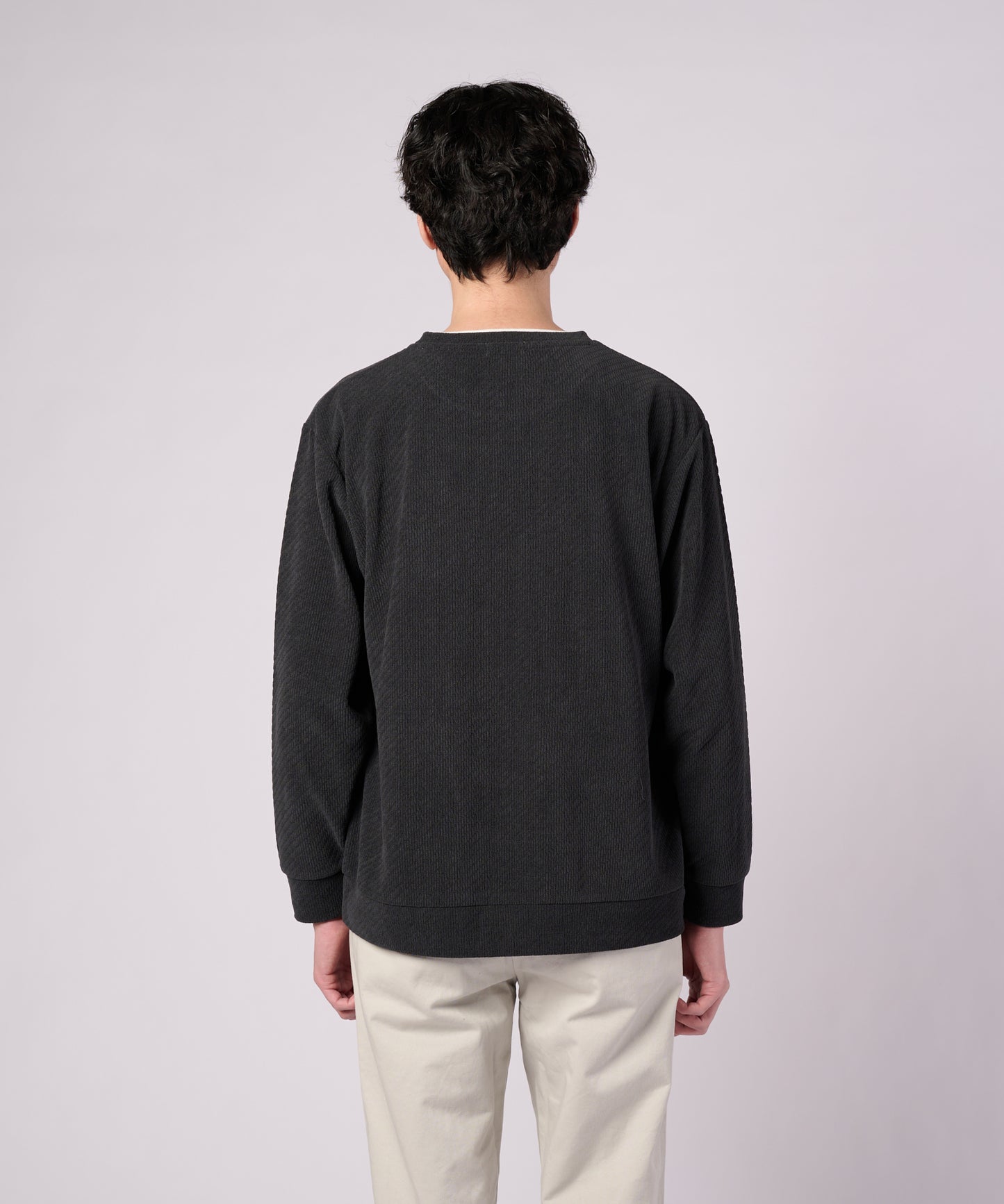 【ポイントUP対象】モールジャガード シェア フェイクレイヤード プルオーバー