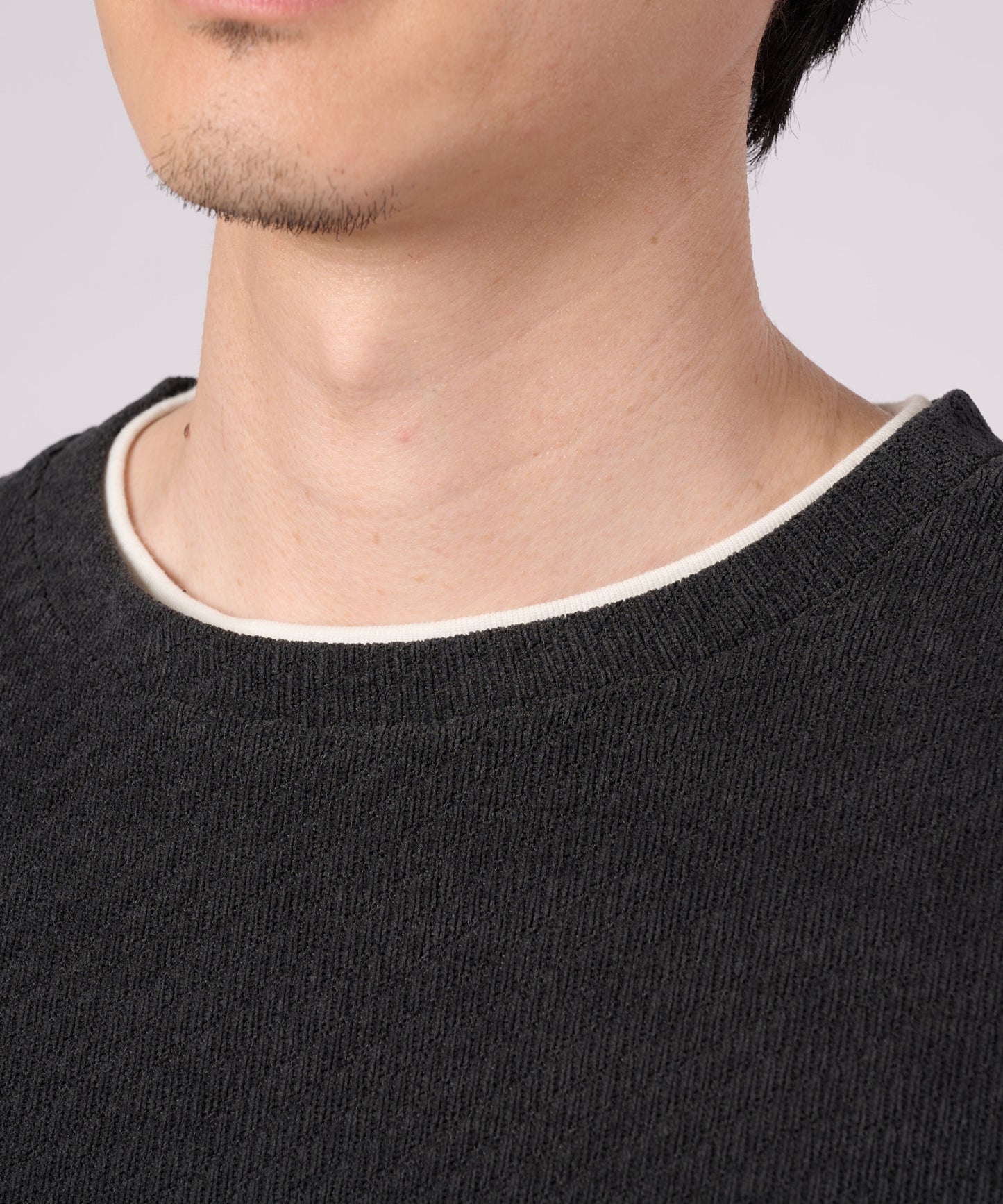 【ポイントUP対象】モールジャガード シェア フェイクレイヤード プルオーバー