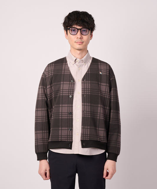 Arnold Palmer　シルキーポンチ チェックプリント カーディガン