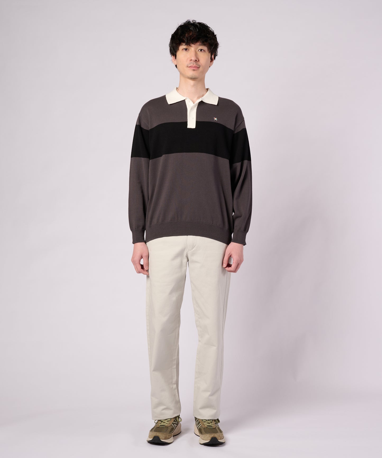 シェア パネルボーダーニット ラガーシャツ