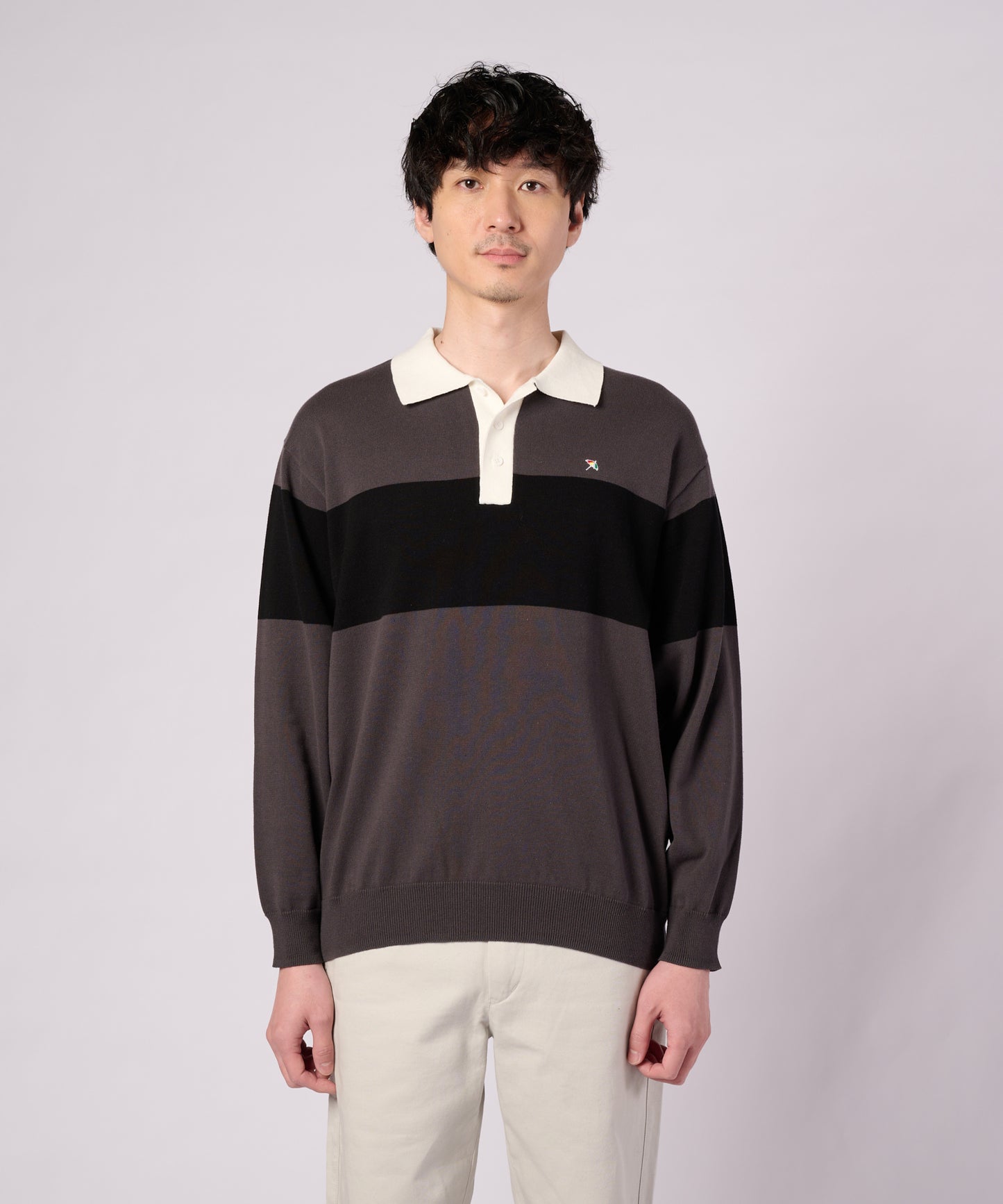 シェア パネルボーダーニット ラガーシャツ