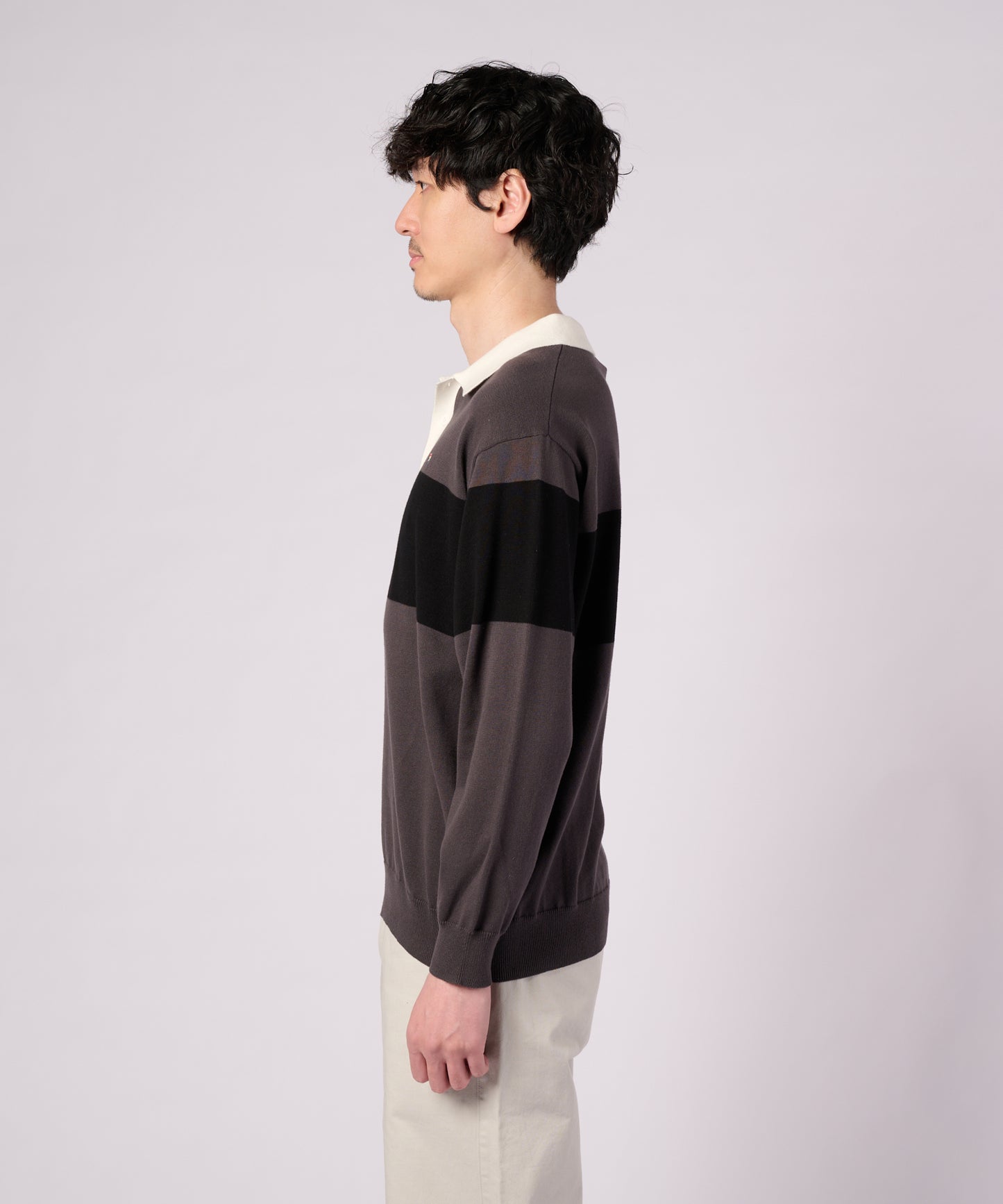 シェア パネルボーダーニット ラガーシャツ