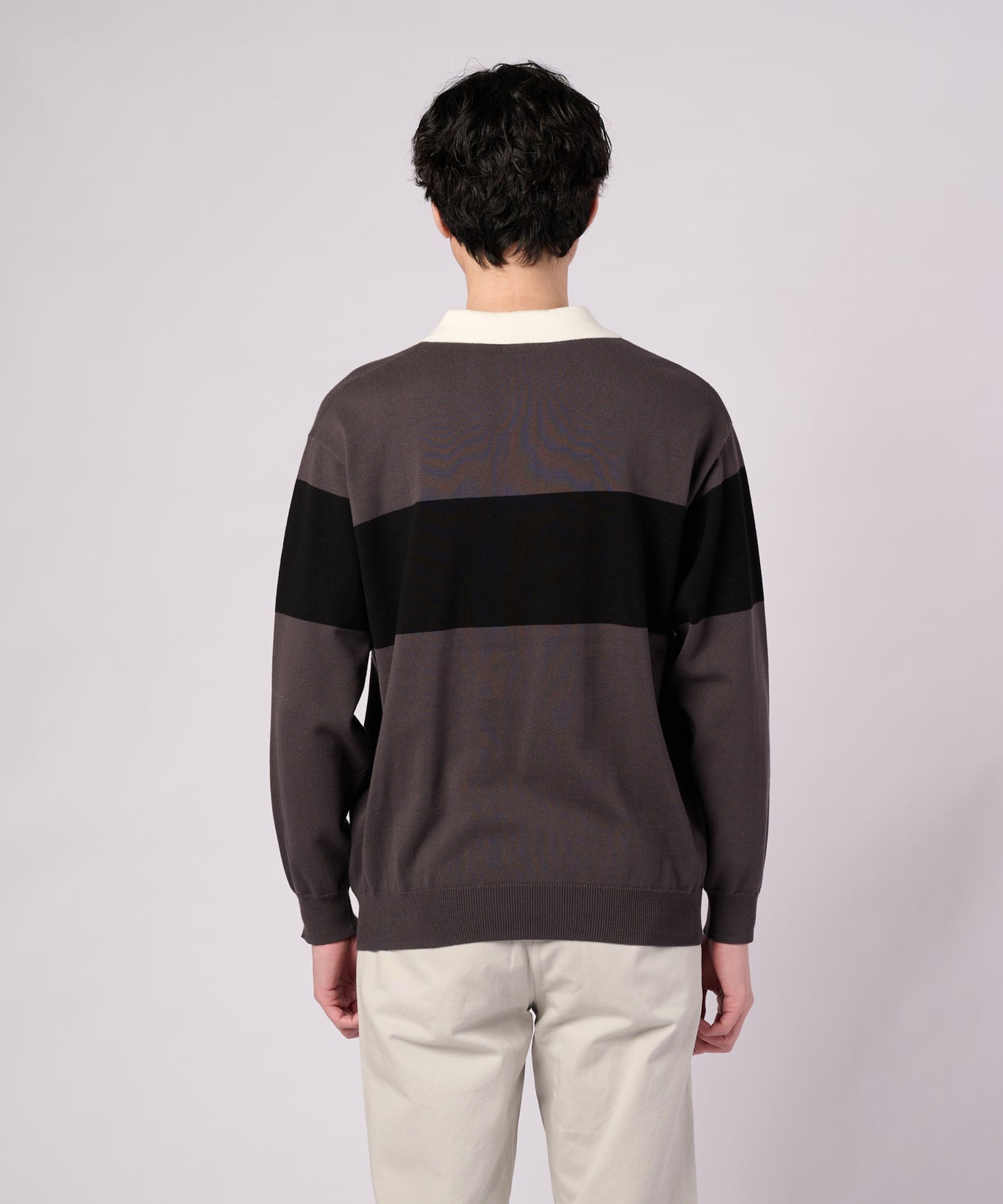 シェア パネルボーダーニット ラガーシャツ