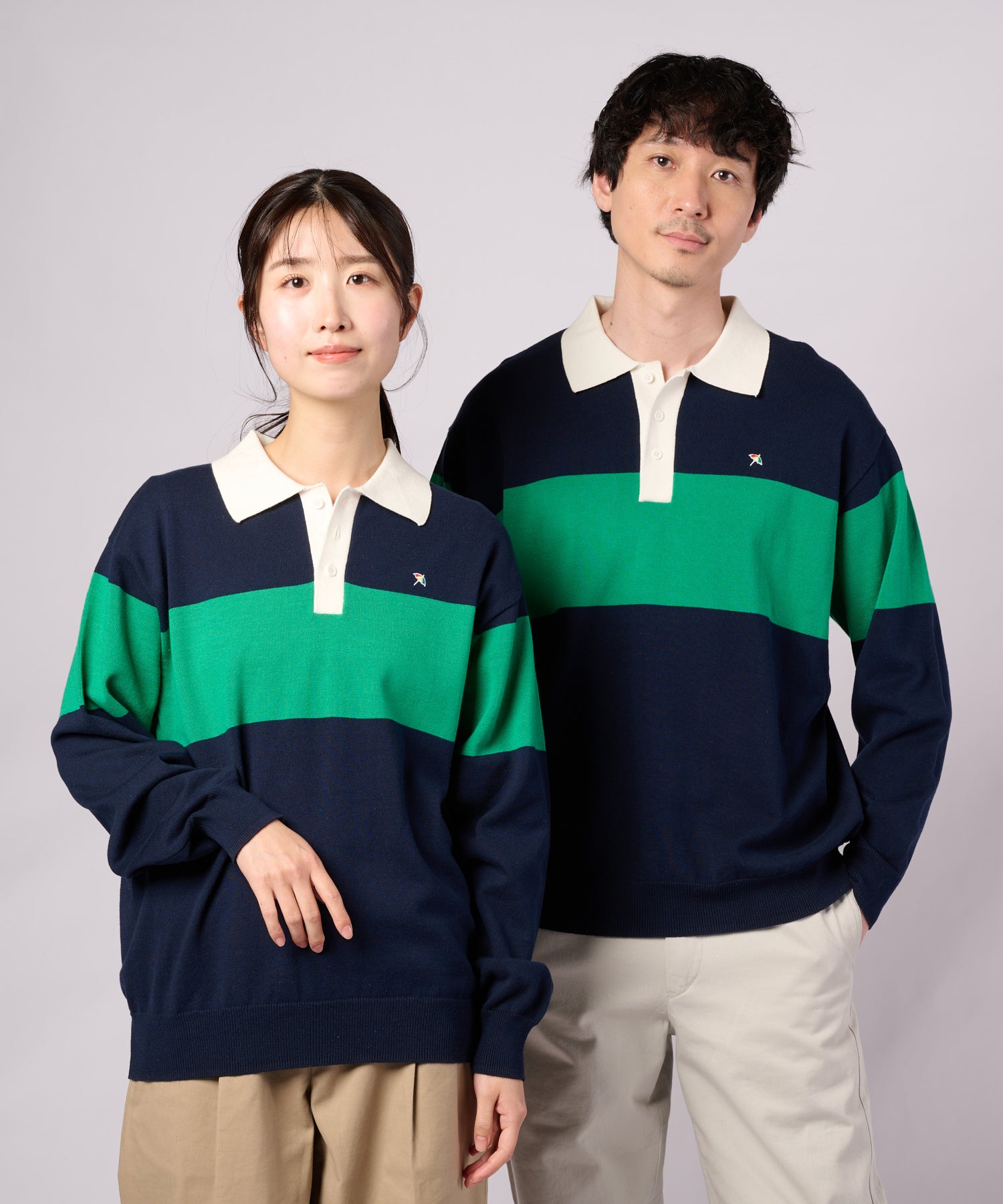 シェア パネルボーダーニット ラガーシャツ（ニット/セーター/ユニ