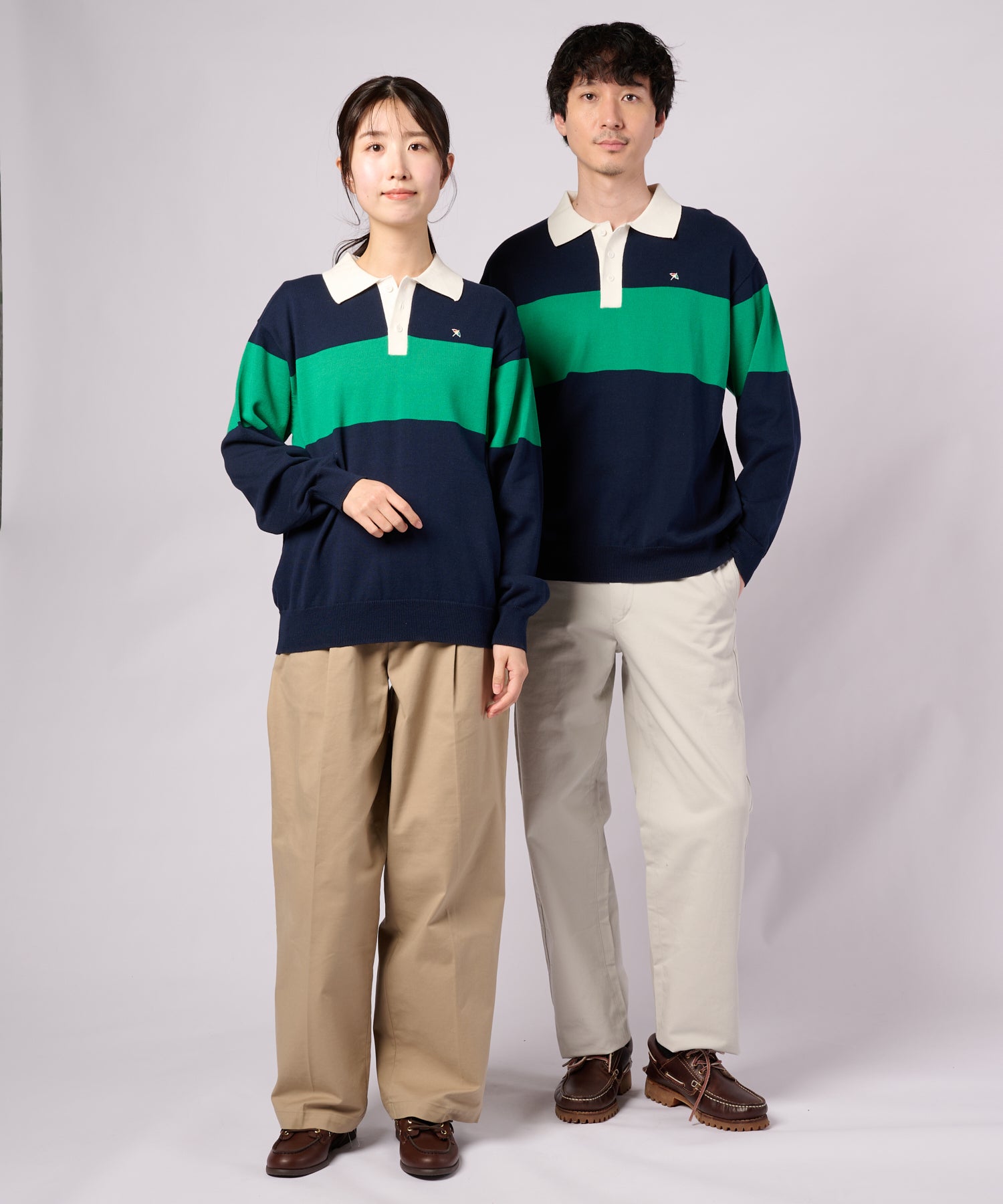 シェア パネルボーダーニット ラガーシャツ（ニット/セーター/ユニ