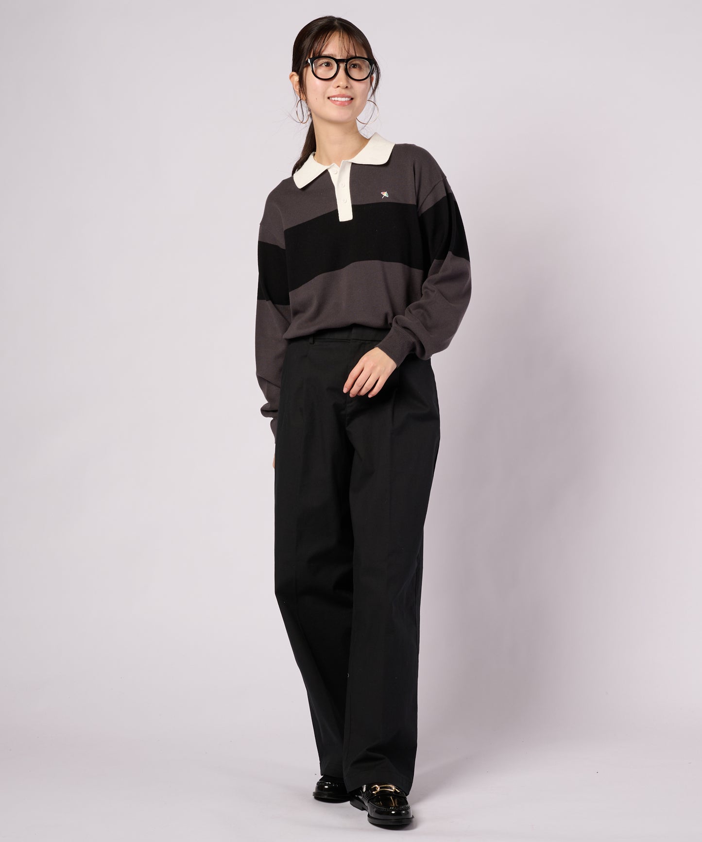 シェア パネルボーダーニット ラガーシャツ