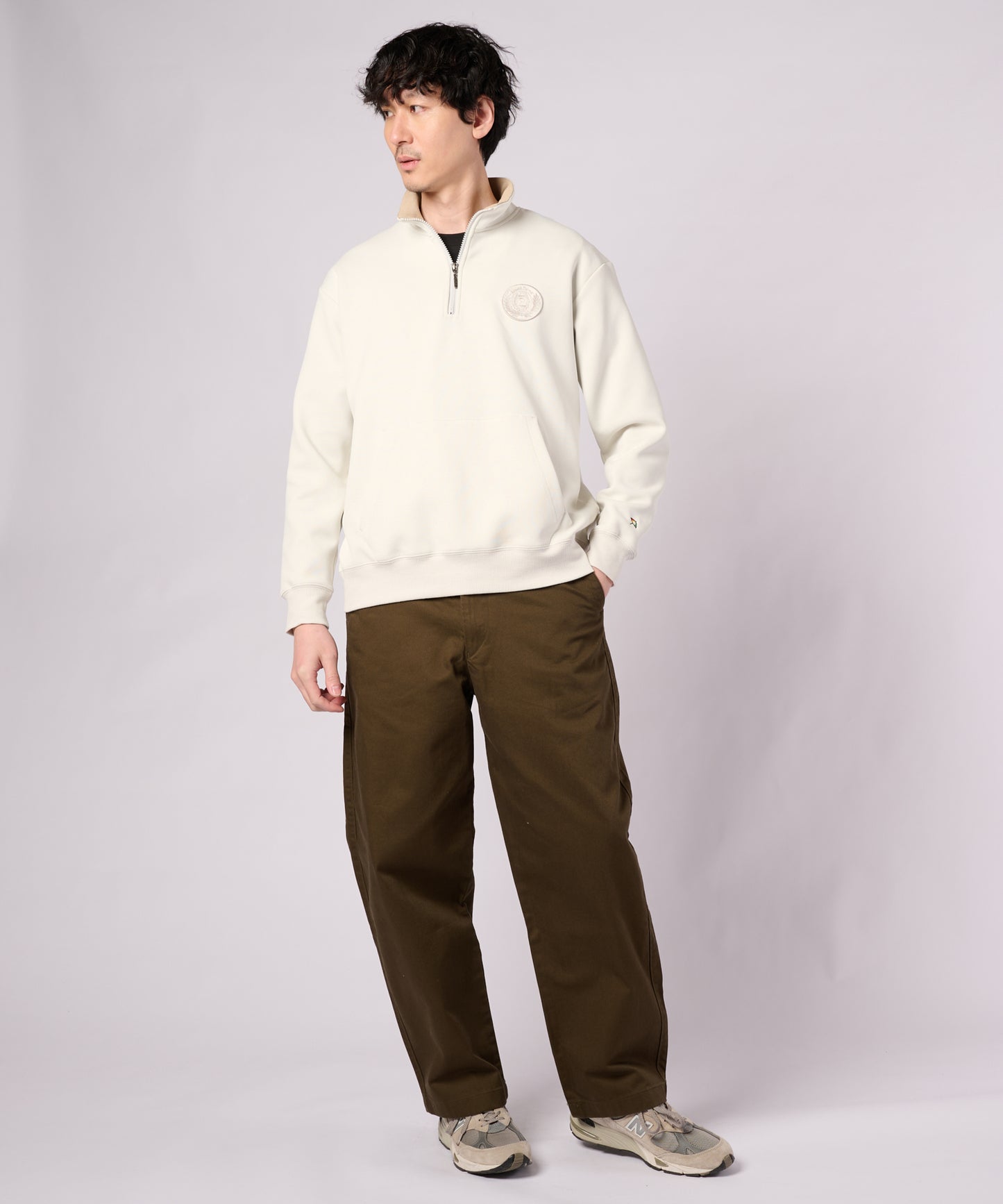 【ポイントUP対象】ミラノリブポンチ ハーフジップスウェット