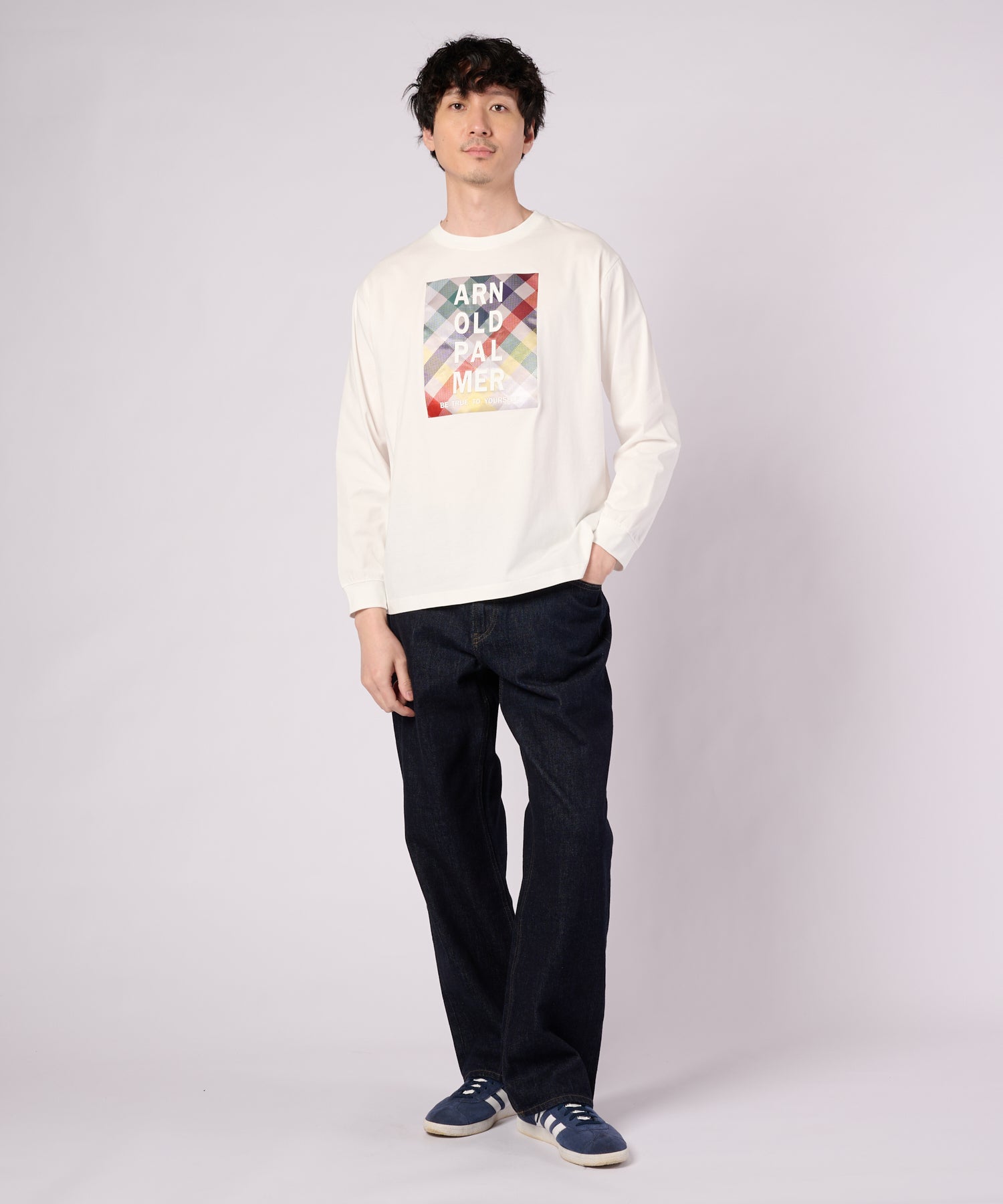 【新品未着用】MEER. AMERICAN SLEEVE FLARE TOP パーマーチェックグラフィック ロングスリーブTシャツ（Tシャツ