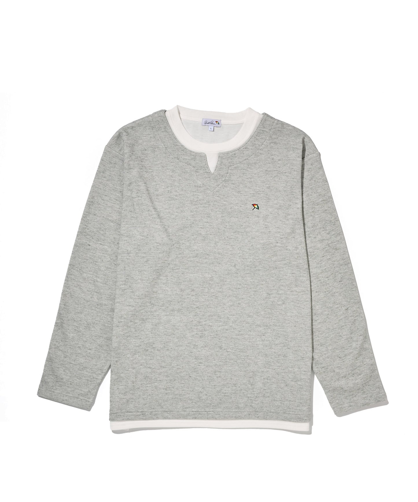 メランジスムース フェイクレイヤード キーネックプルオーバー