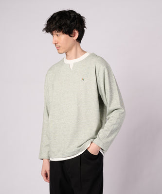 メランジスムース フェイクレイヤード キーネックプルオーバー