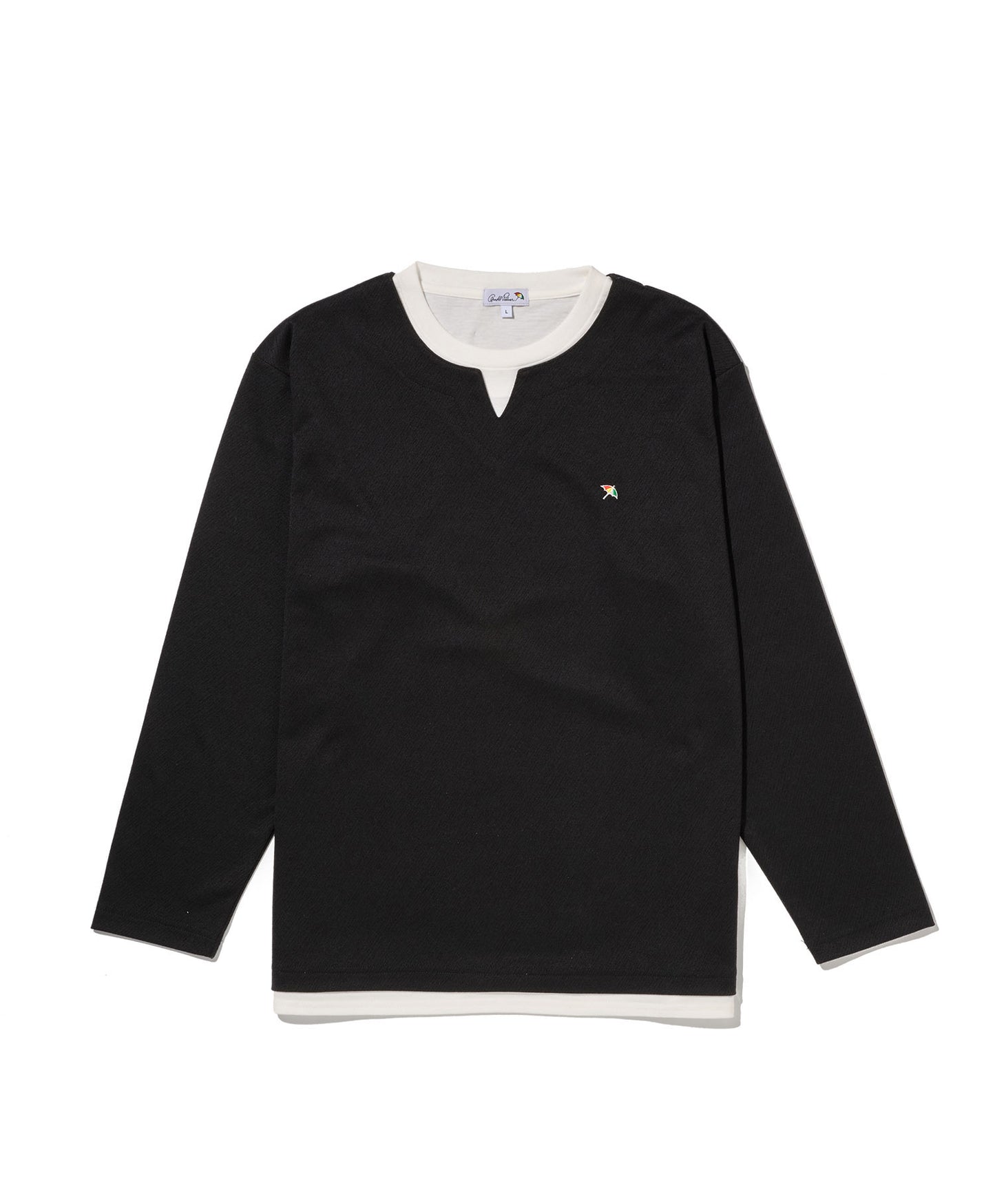 ジャガードダンボール フェイクレイヤード キーネックプルオーバー