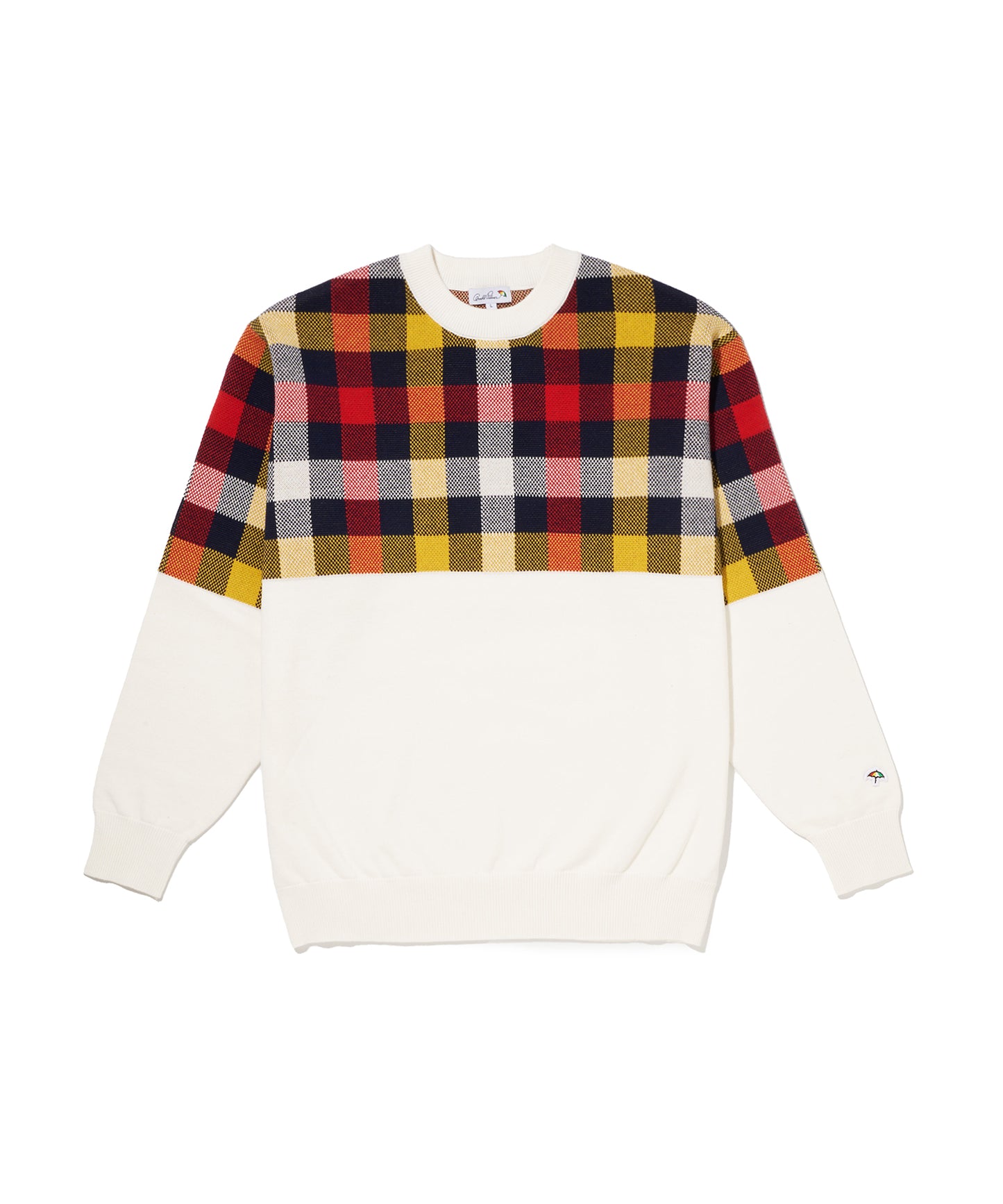 パネルパーマーチェック ニット プルオーバー