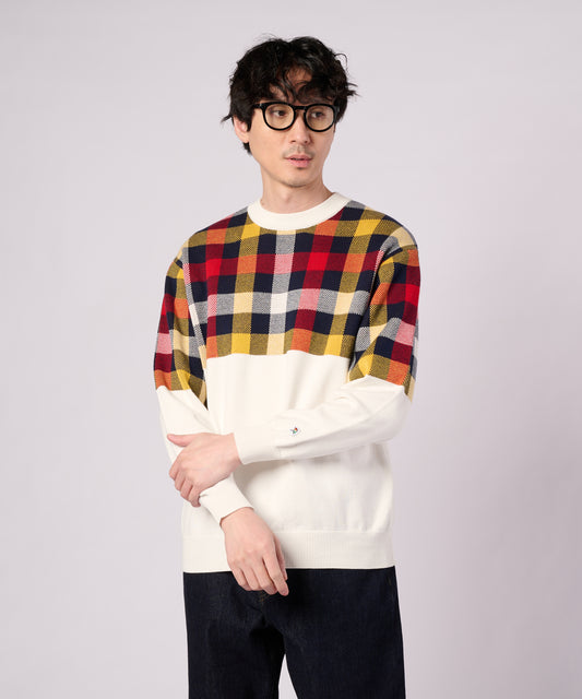 Arnold Palmer　 パネルパーマーチェック ニット プルオーバー