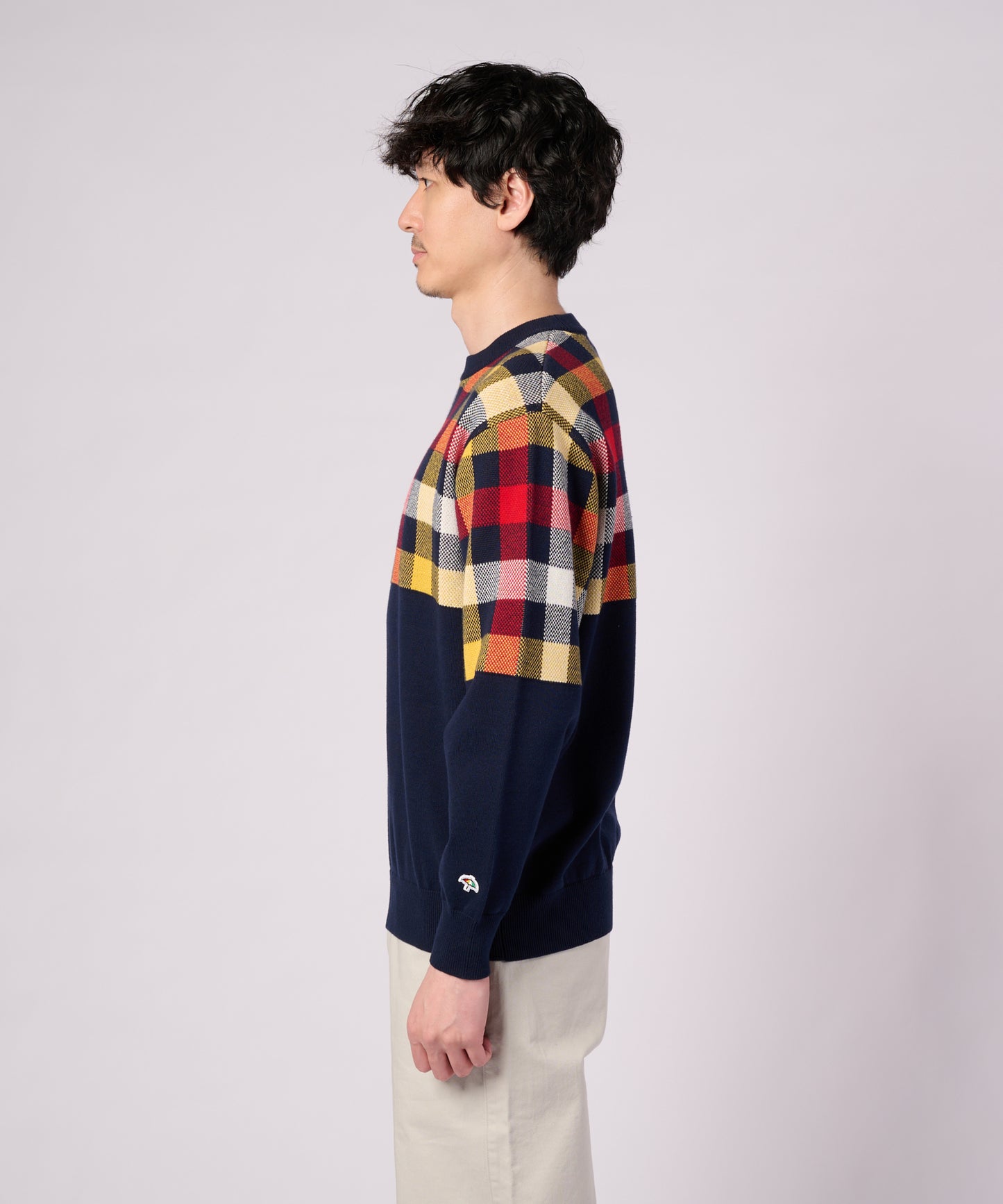 【ポイントUP対象】パネルパーマーチェック ニット プルオーバー