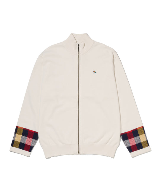 Arnold Palmer　 パーマーチェックカフ ニット スタンドフルジップ