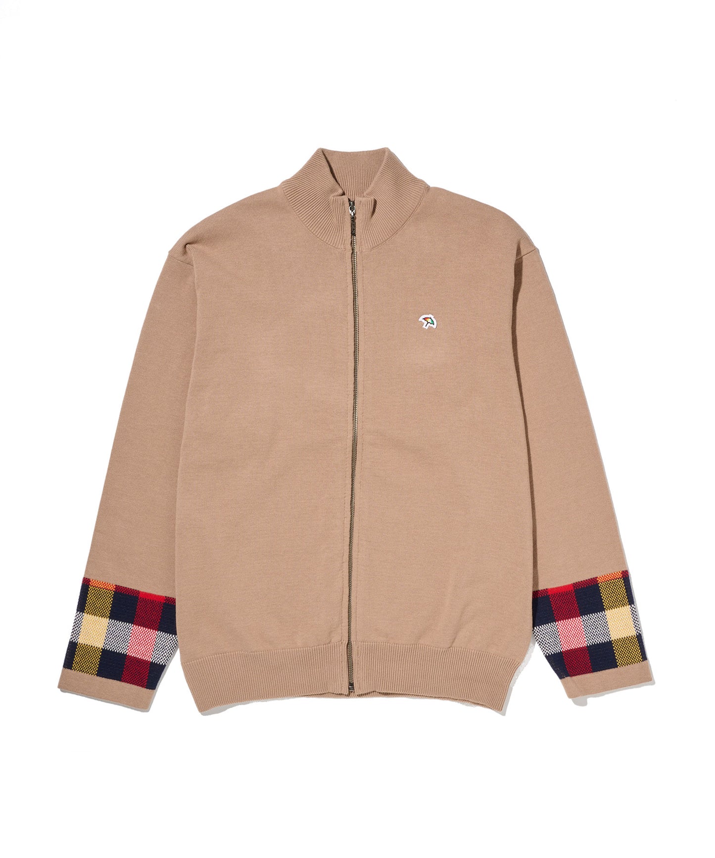 パーマーチェックカフ ニット スタンドフルジップ