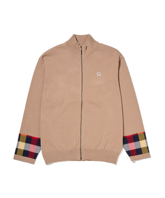 Arnold Palmer　パーマーチェックカフ ニット スタンドフルジップ