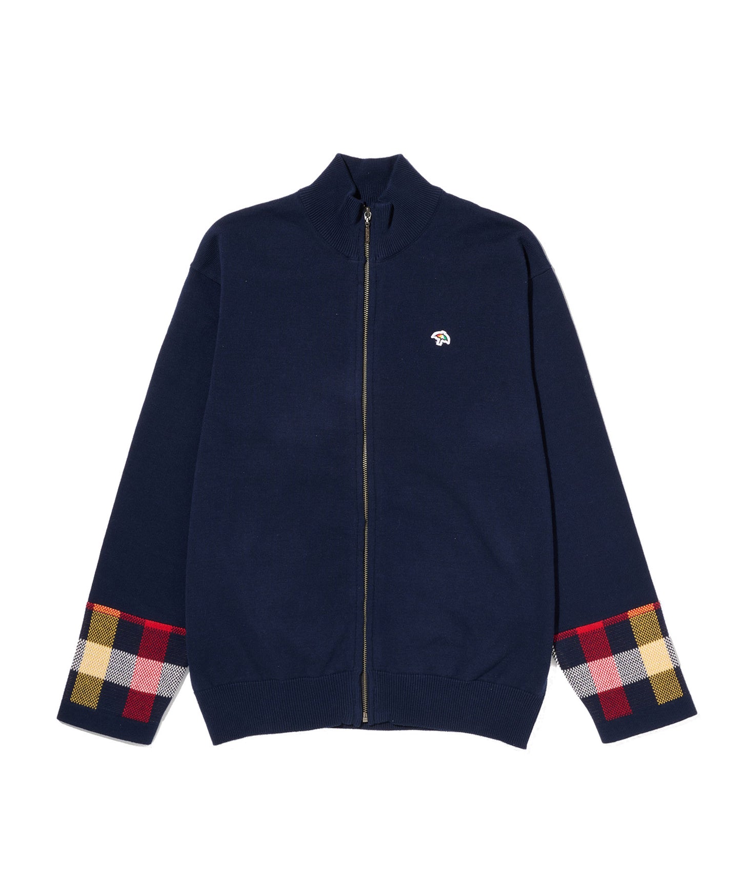 パーマーチェックカフ ニット スタンドフルジップ